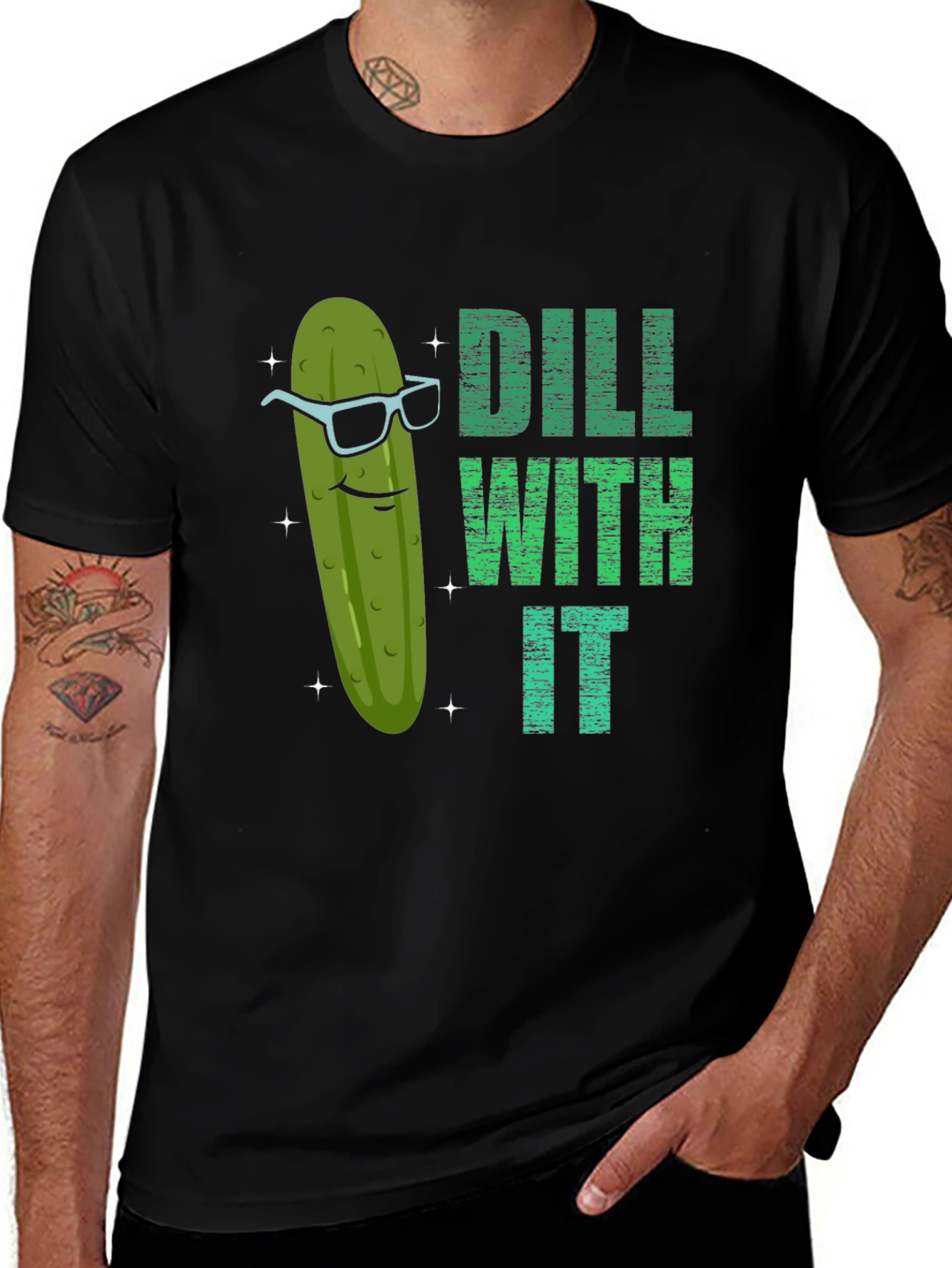 Dill With It Funny Pickle Graphic T-Shirt