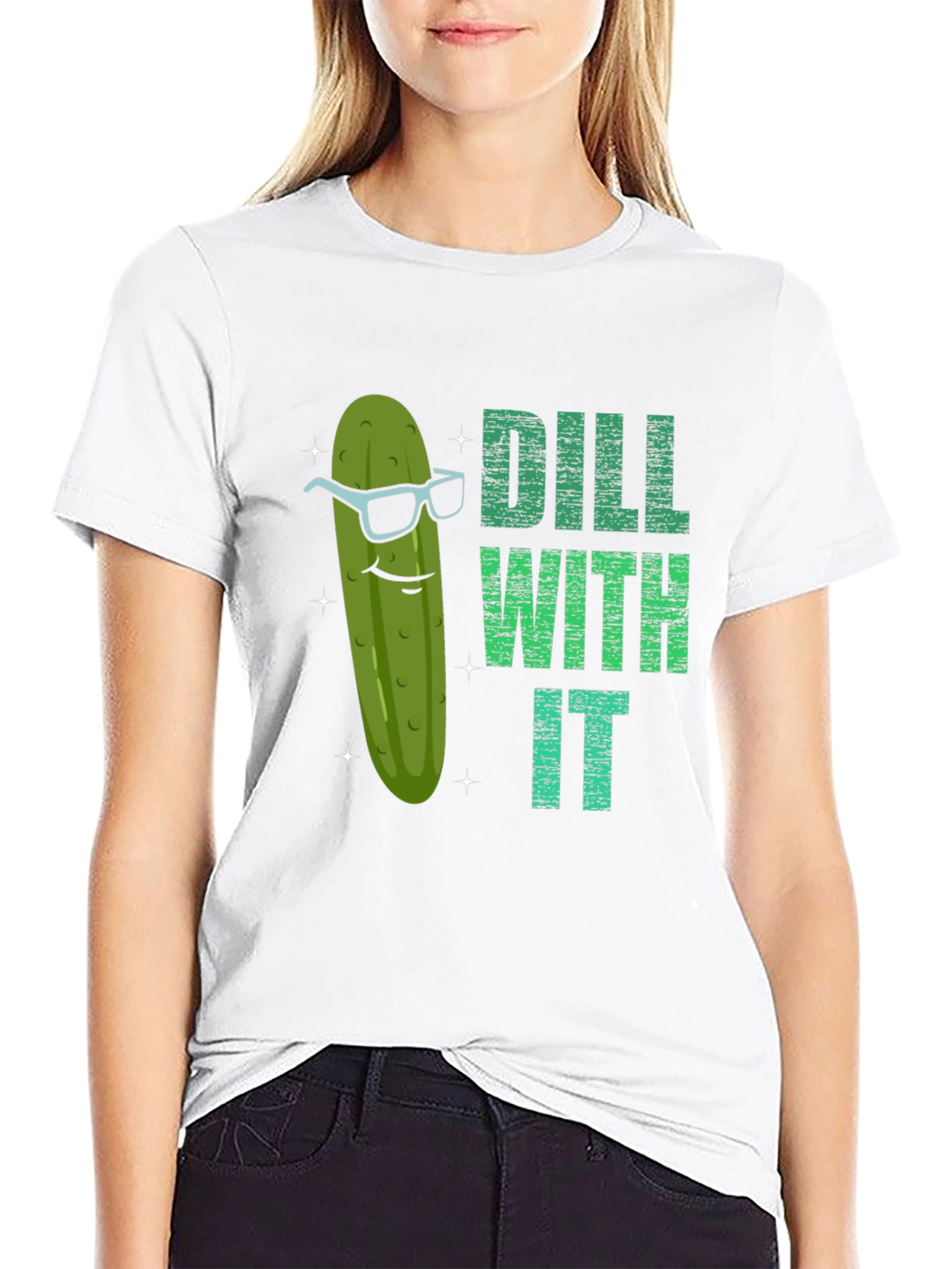 Dill With It Funny Pickle Graphic T-Shirt