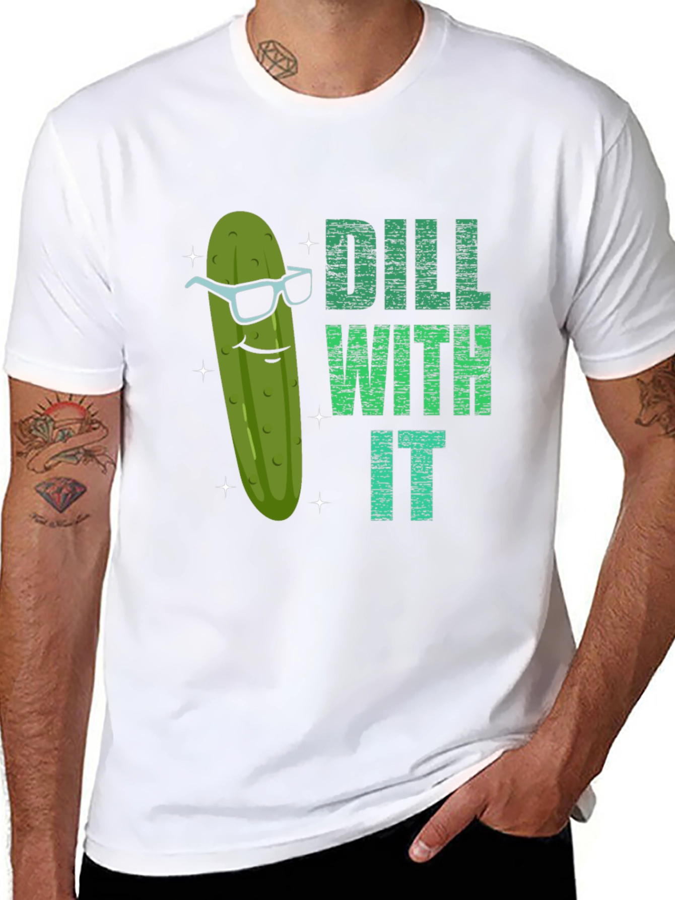 Dill With It Funny Pickle Graphic T-Shirt