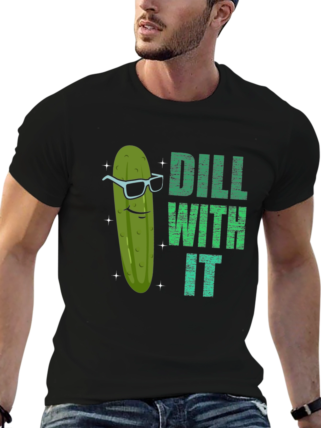 Dill With It Funny Pickle Graphic T-Shirt