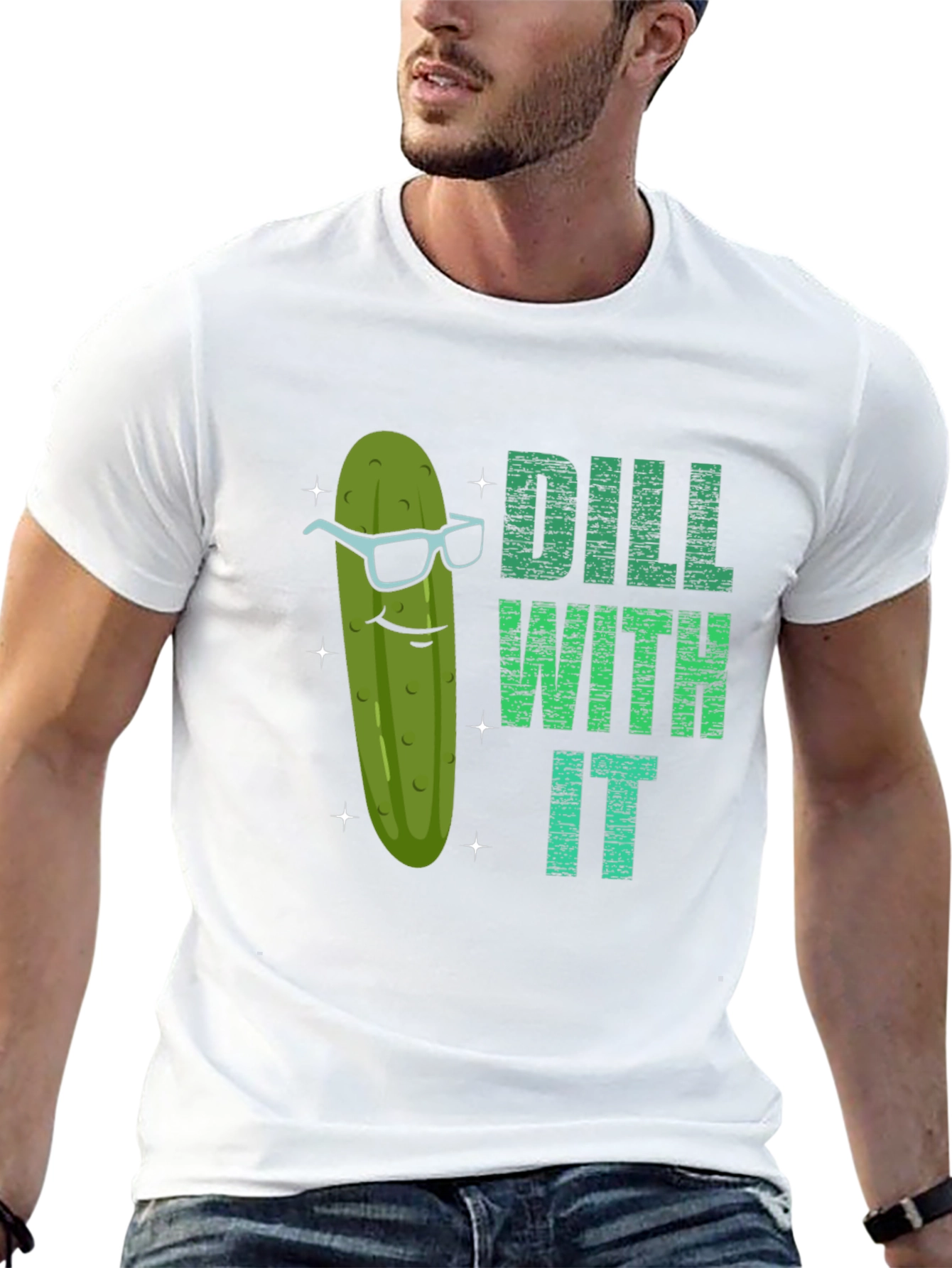 Dill With It Funny Pickle Graphic T-Shirt