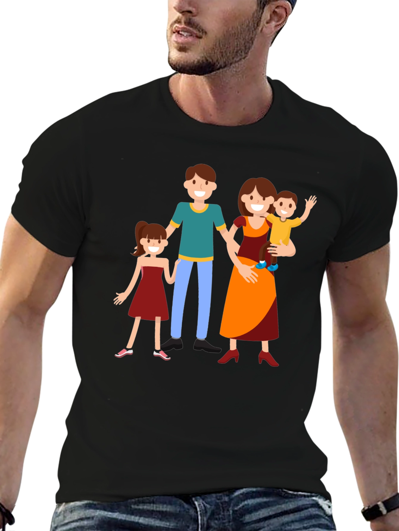 Family Graphic Print Tee - Black