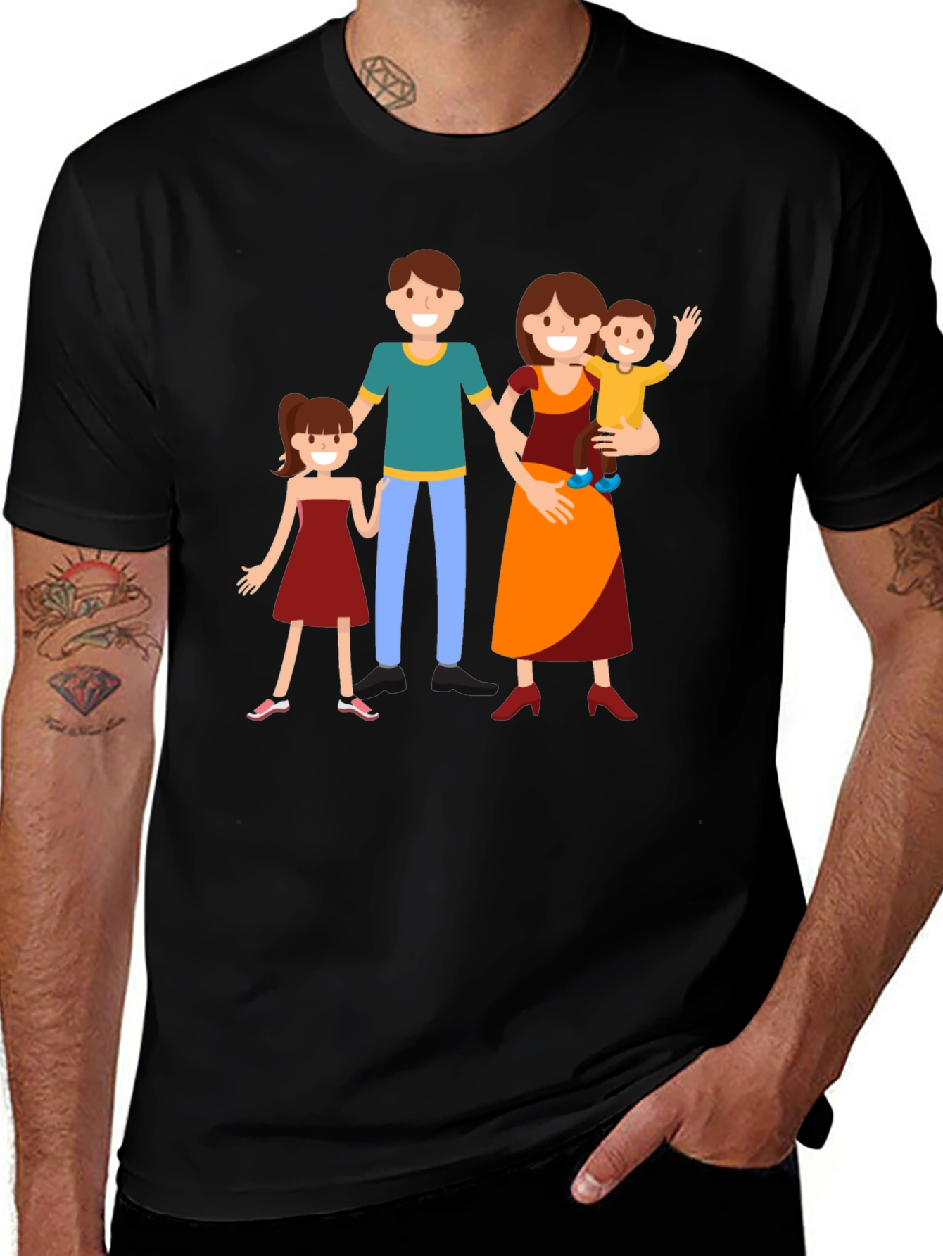 Family Graphic Print Tee - Black