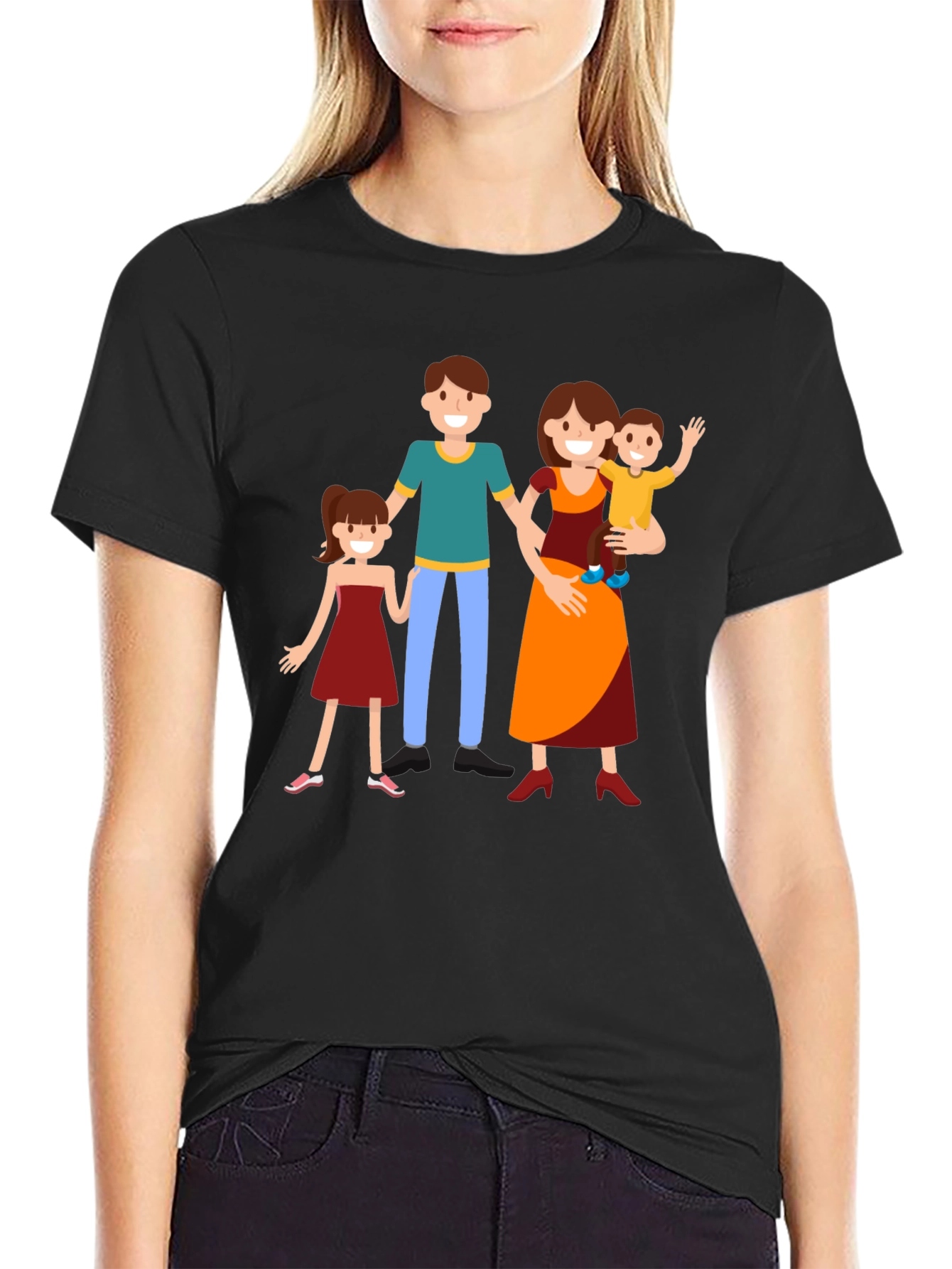 Family Graphic Print Tee - Black