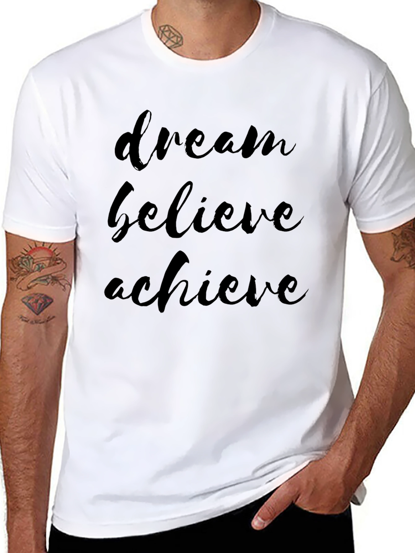 Dream Believe Achieve Graphic Tee - Black