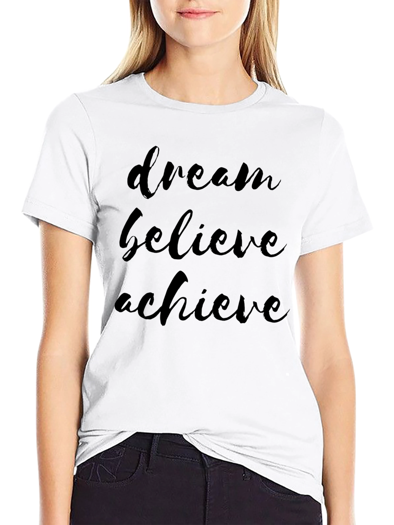 Dream Believe Achieve Graphic Tee - Black