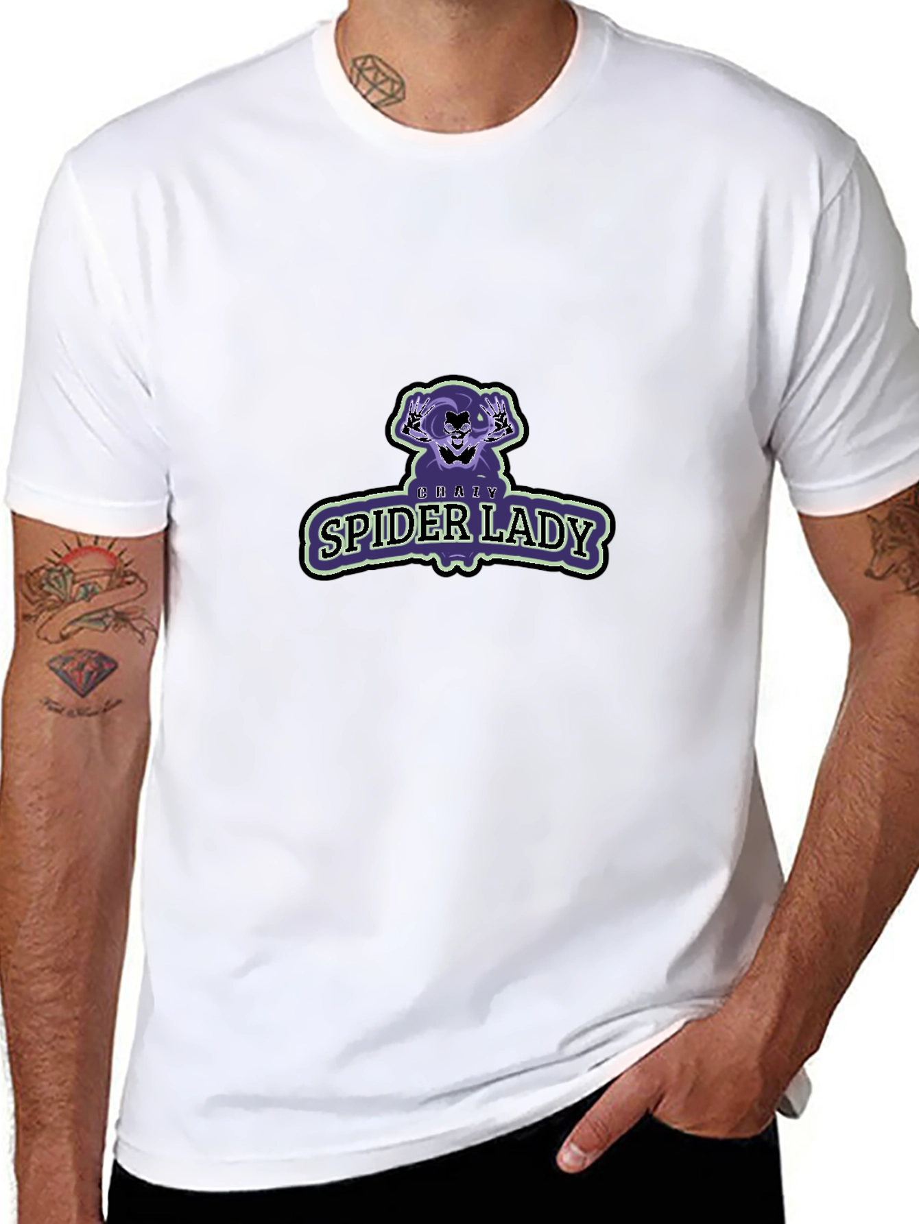 Crazy Spider Lady Graphic Tee - Mens Black T-Shirt