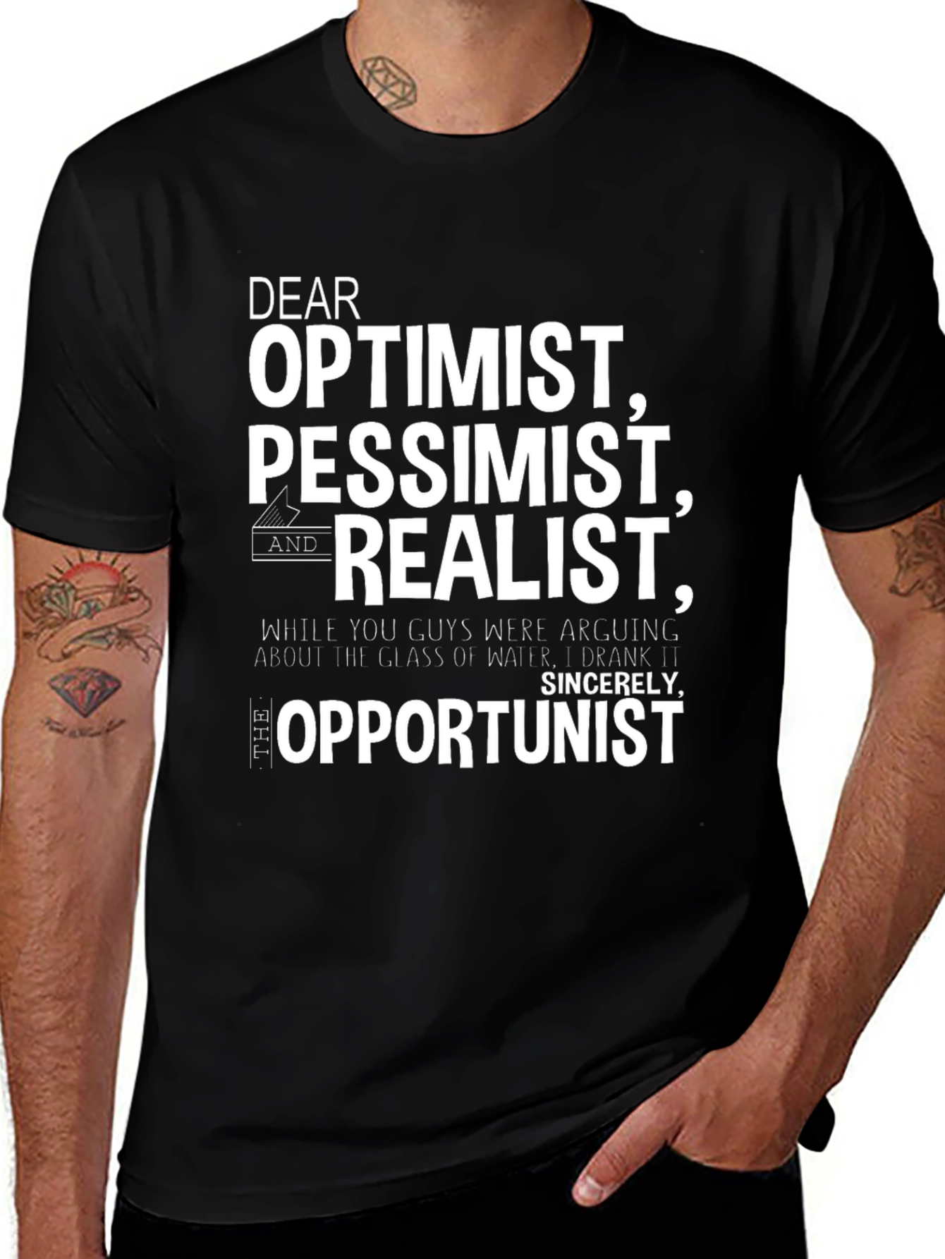 Optimist Pessimist Realist Opportunist Graphic Tee