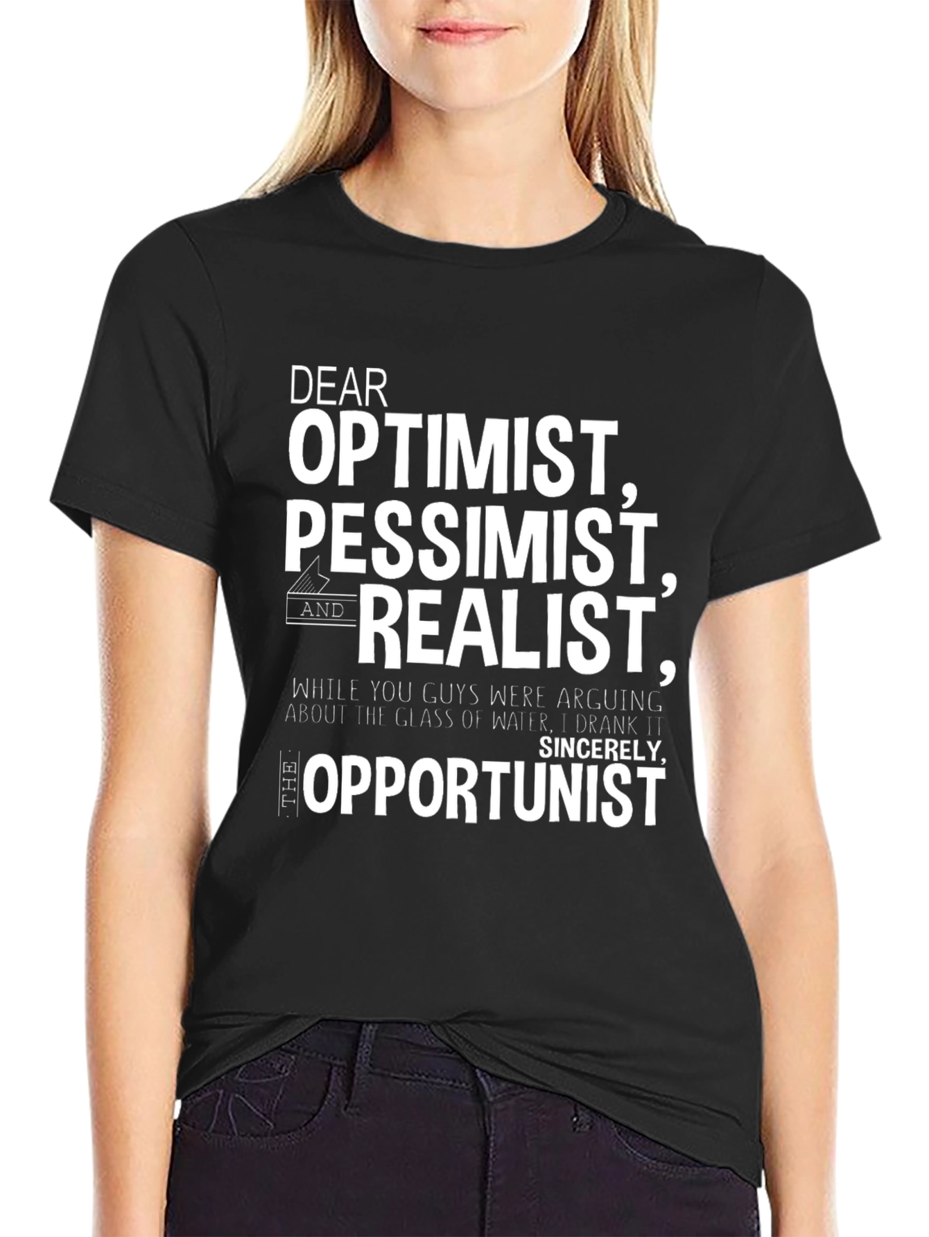 Optimist Pessimist Realist Opportunist Graphic Tee