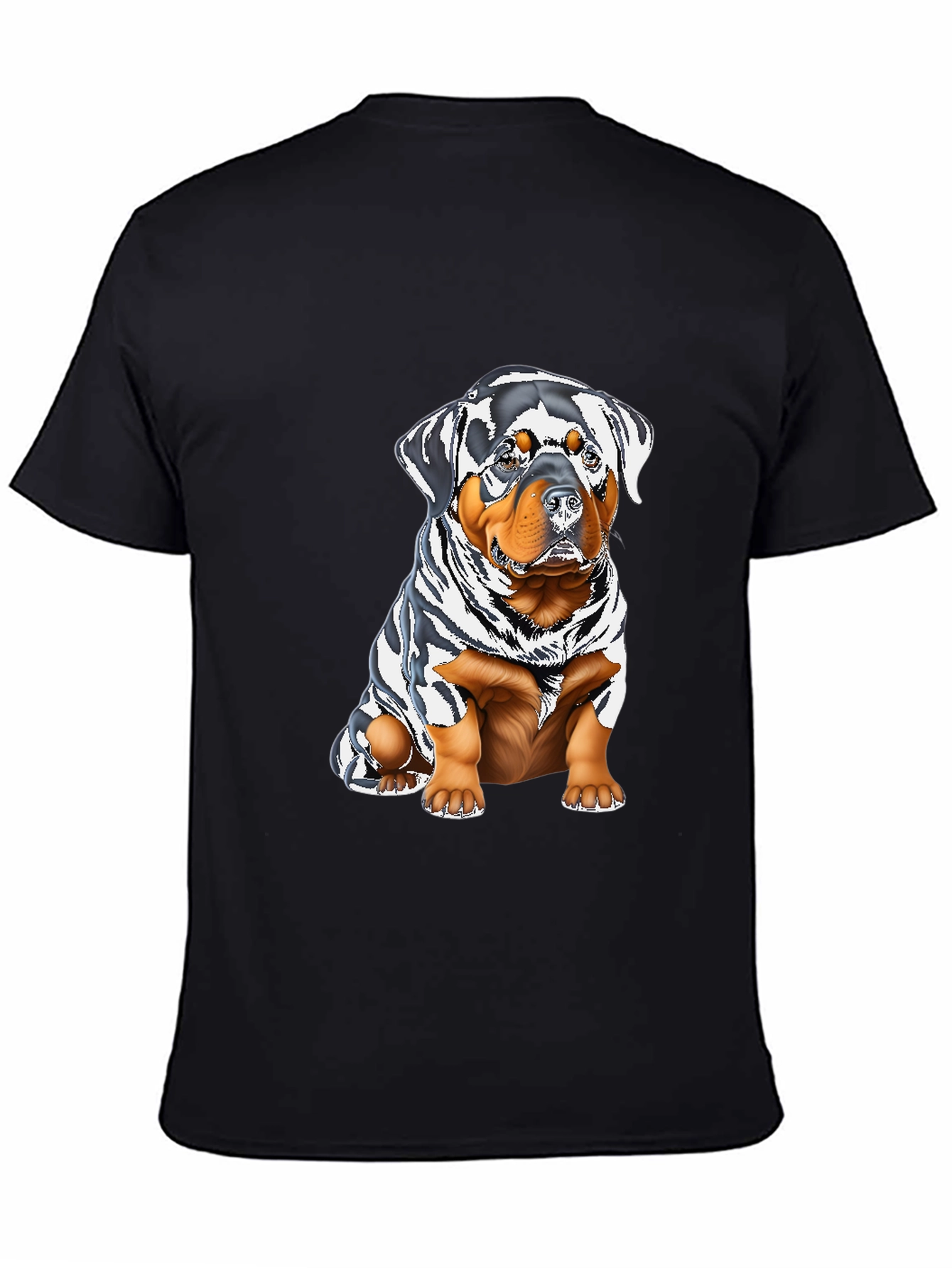 Rottweiler Puppy Graphic Tee - Black Cotton Blend
