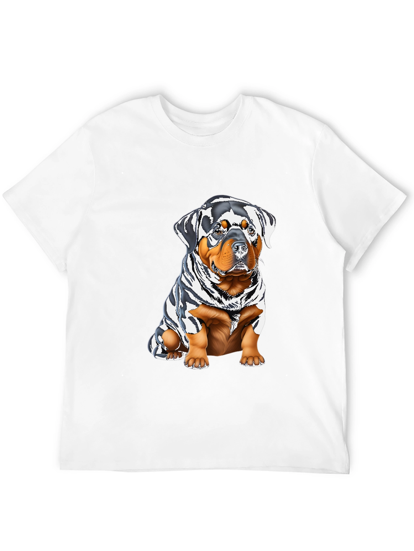 Rottweiler Puppy Graphic Tee - Black Cotton Blend