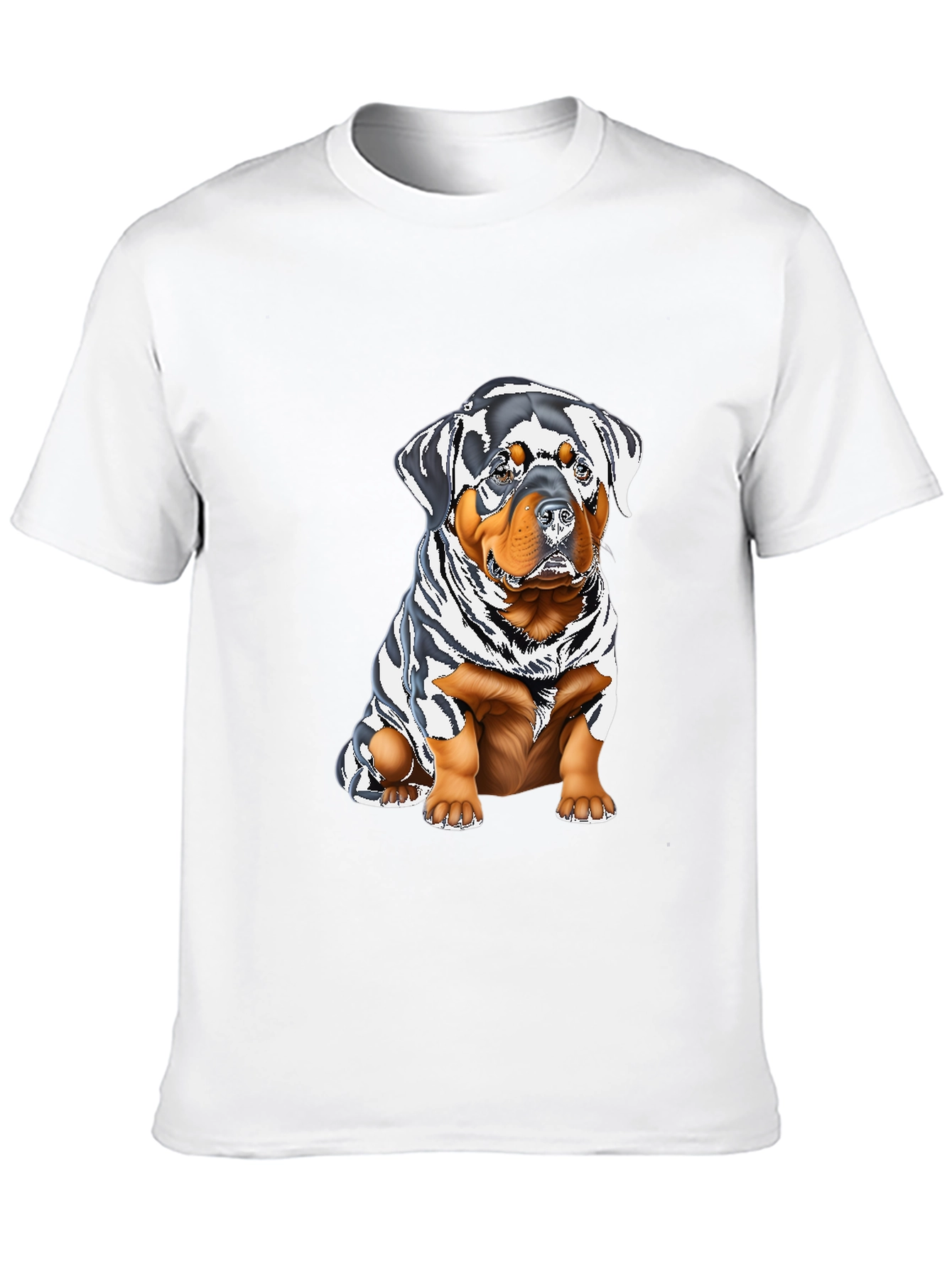 Rottweiler Puppy Graphic Tee - Black Cotton Blend