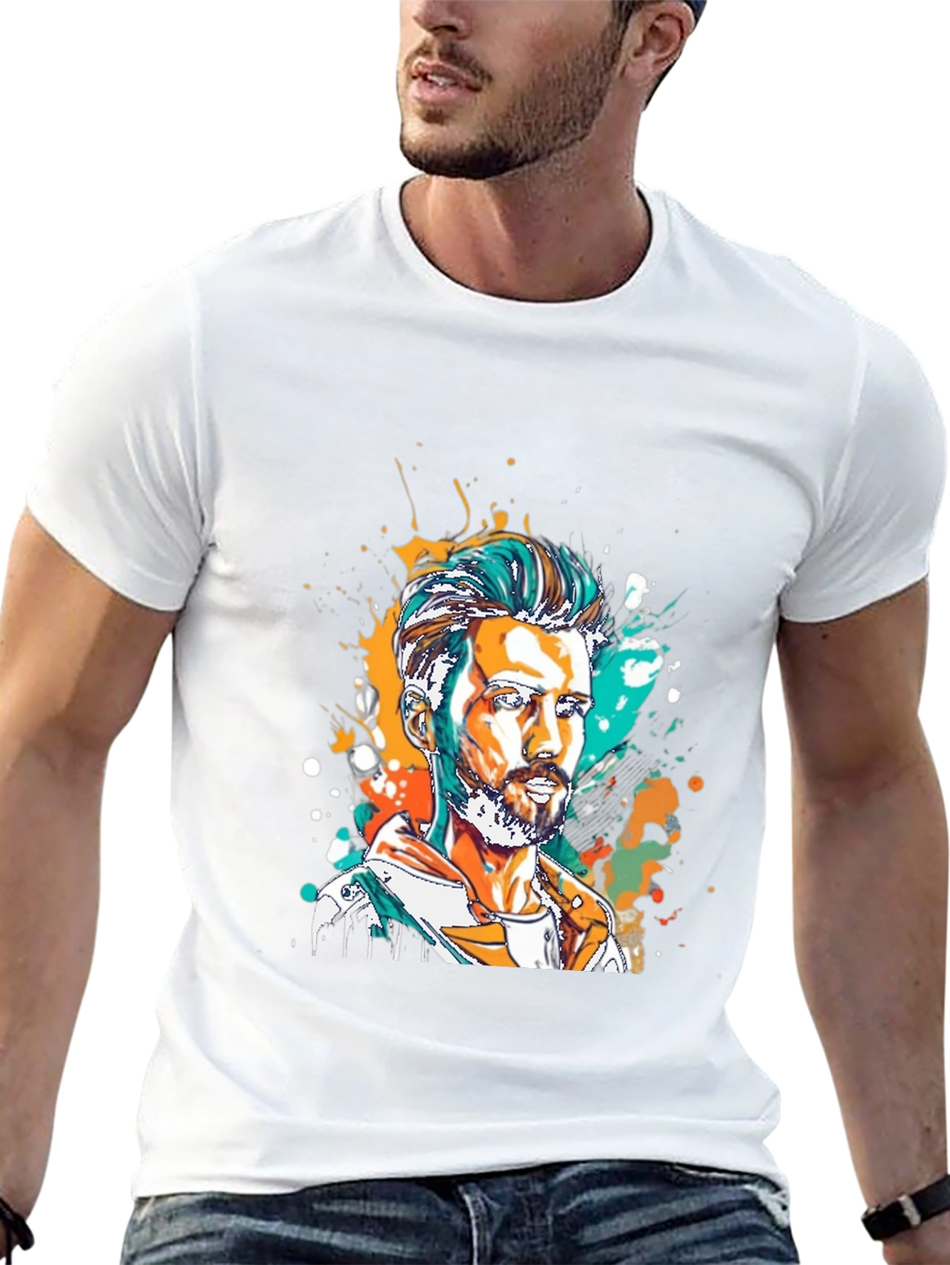 Artistic Man Portrait Graphic Tee