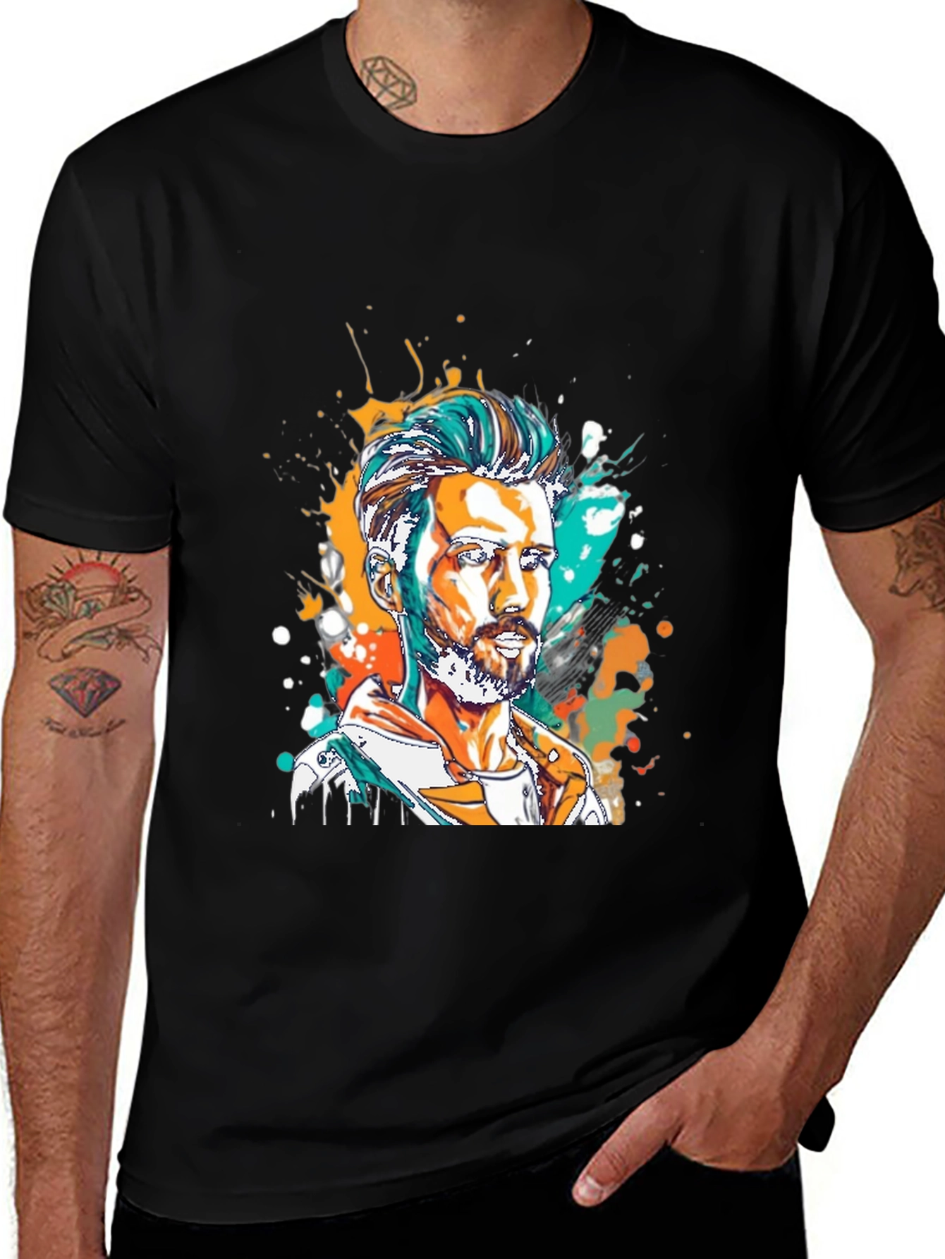 Artistic Man Portrait Graphic Tee
