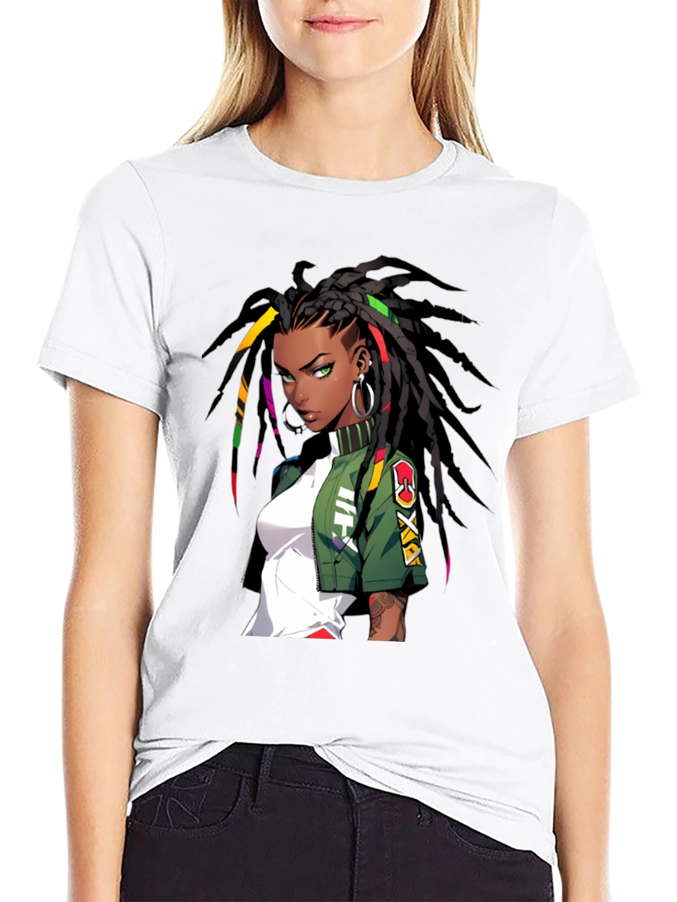 Anime Girl Graphic Print Black T-Shirt