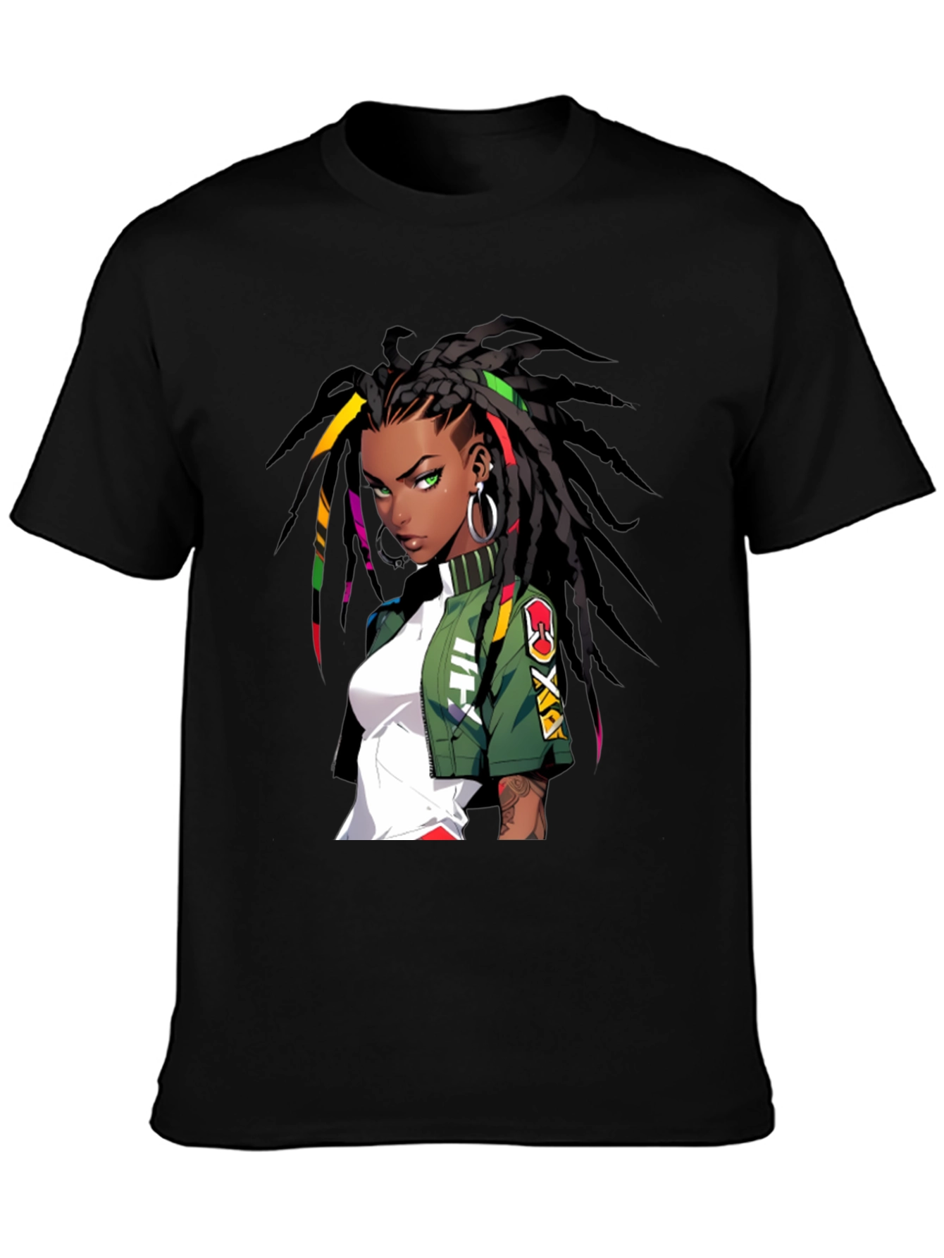 Anime Girl Graphic Print Black T-Shirt