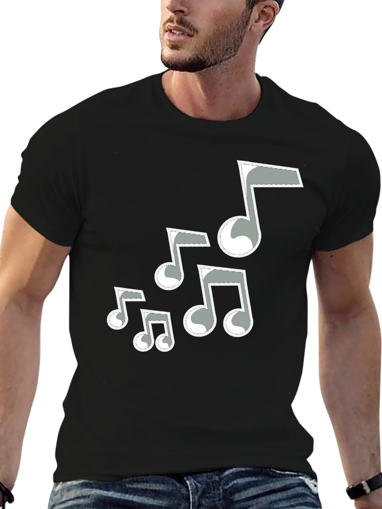 Music Note T-Shirt - Casual Black Tee