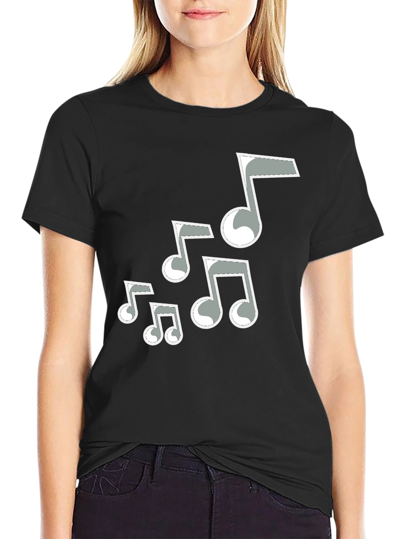 Music Note T-Shirt - Casual Black Tee