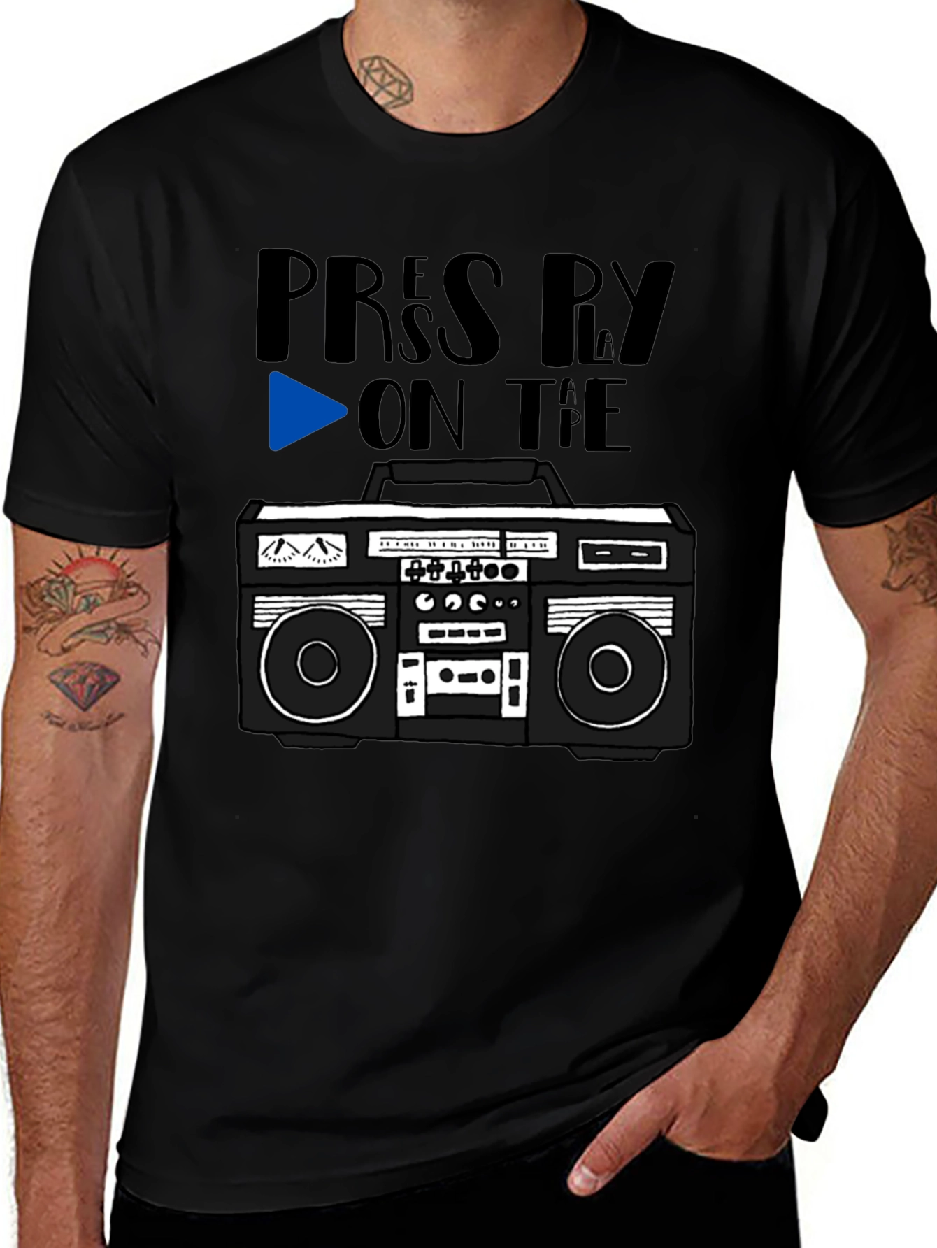 Retro Boombox Tee - Press Play On the Tape!