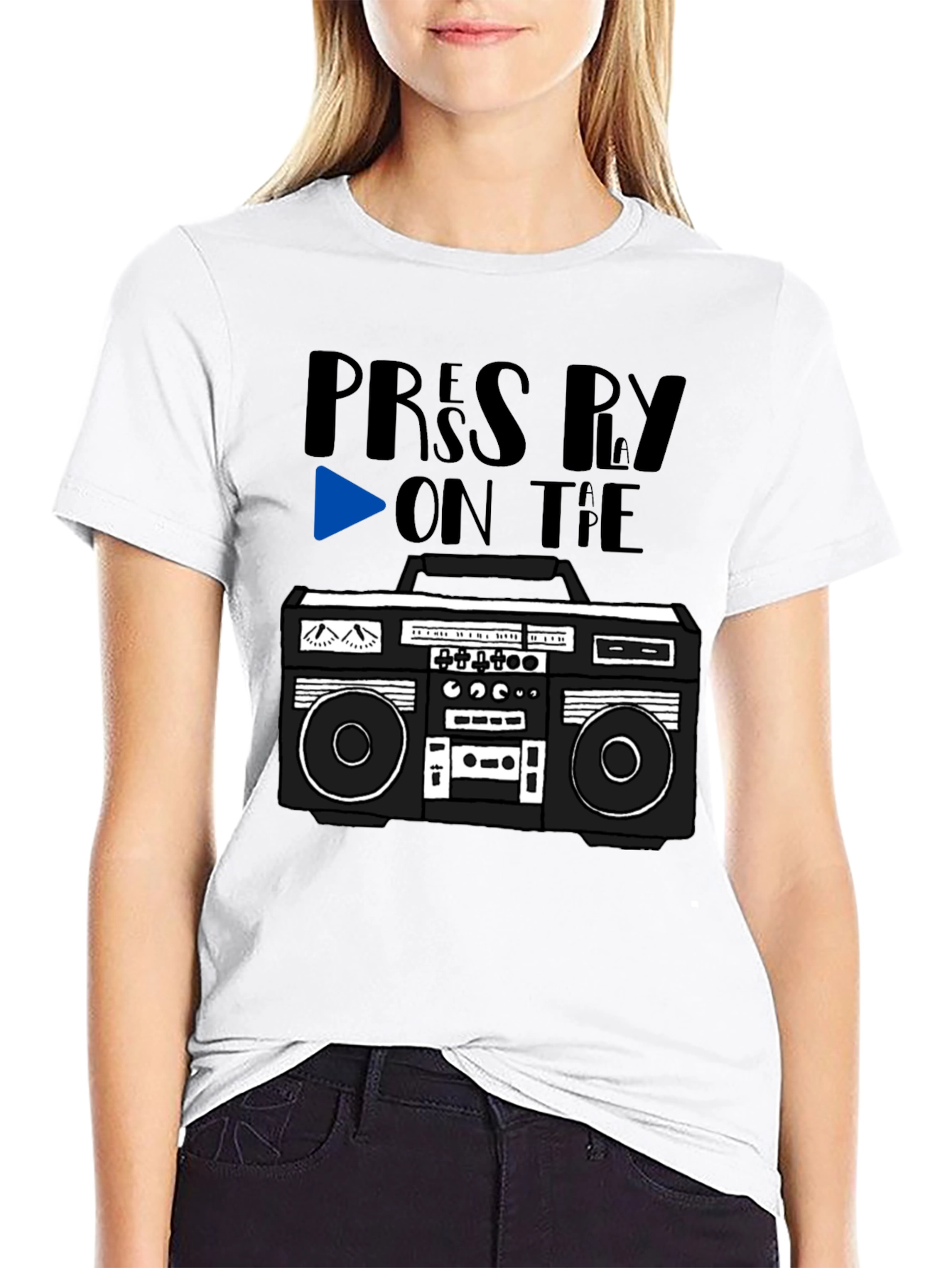 Retro Boombox Tee - Press Play On the Tape!