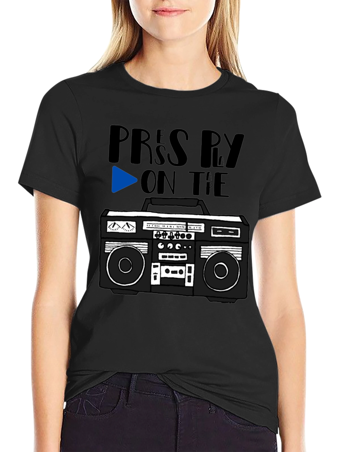 Retro Boombox Tee - Press Play On the Tape!