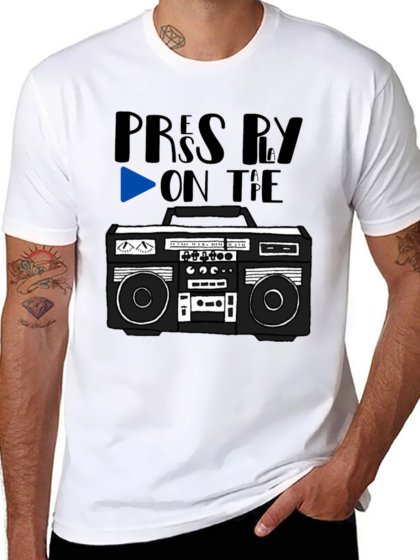 Retro Boombox Tee - Press Play On the Tape!