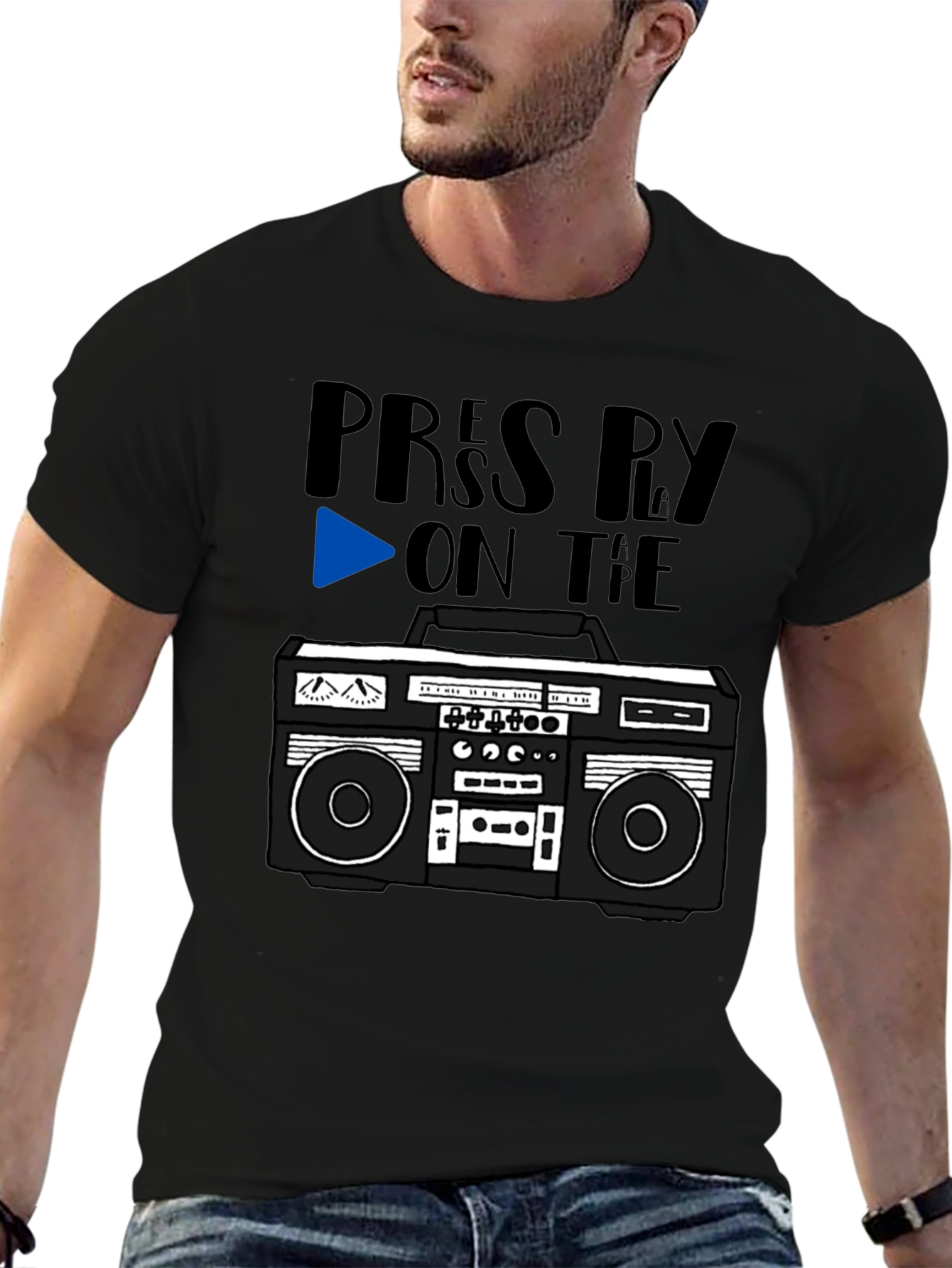 Retro Boombox Tee - Press Play On the Tape!
