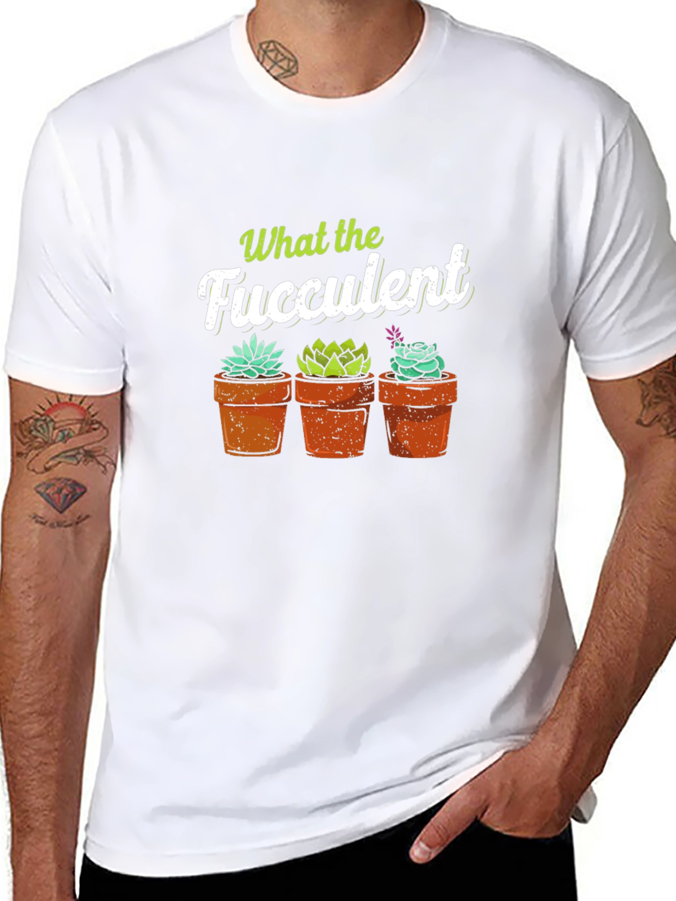 What the Fucculent T-Shirt - Potted Succulents