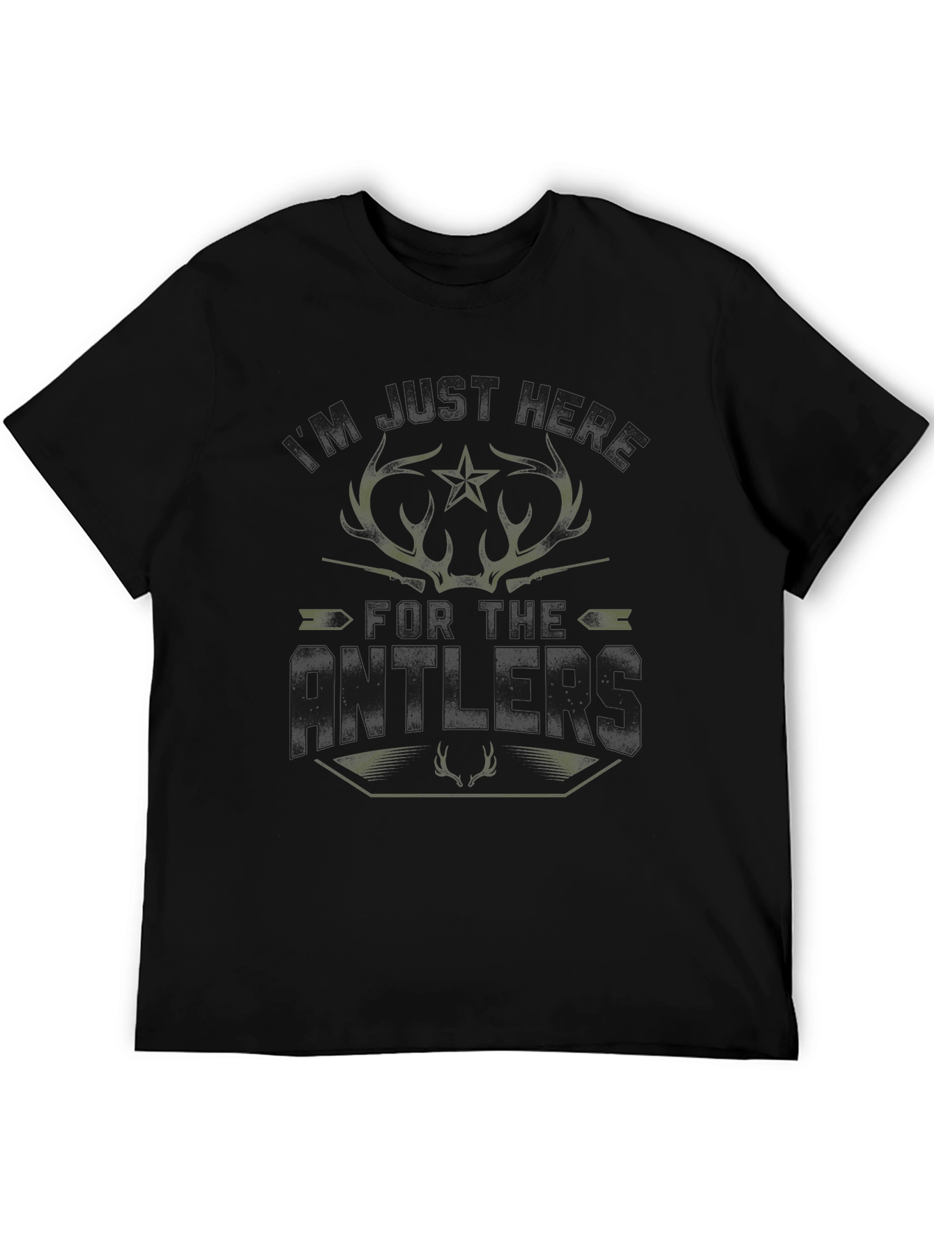 Hunting Antlers T-Shirt - Mens Black Tee