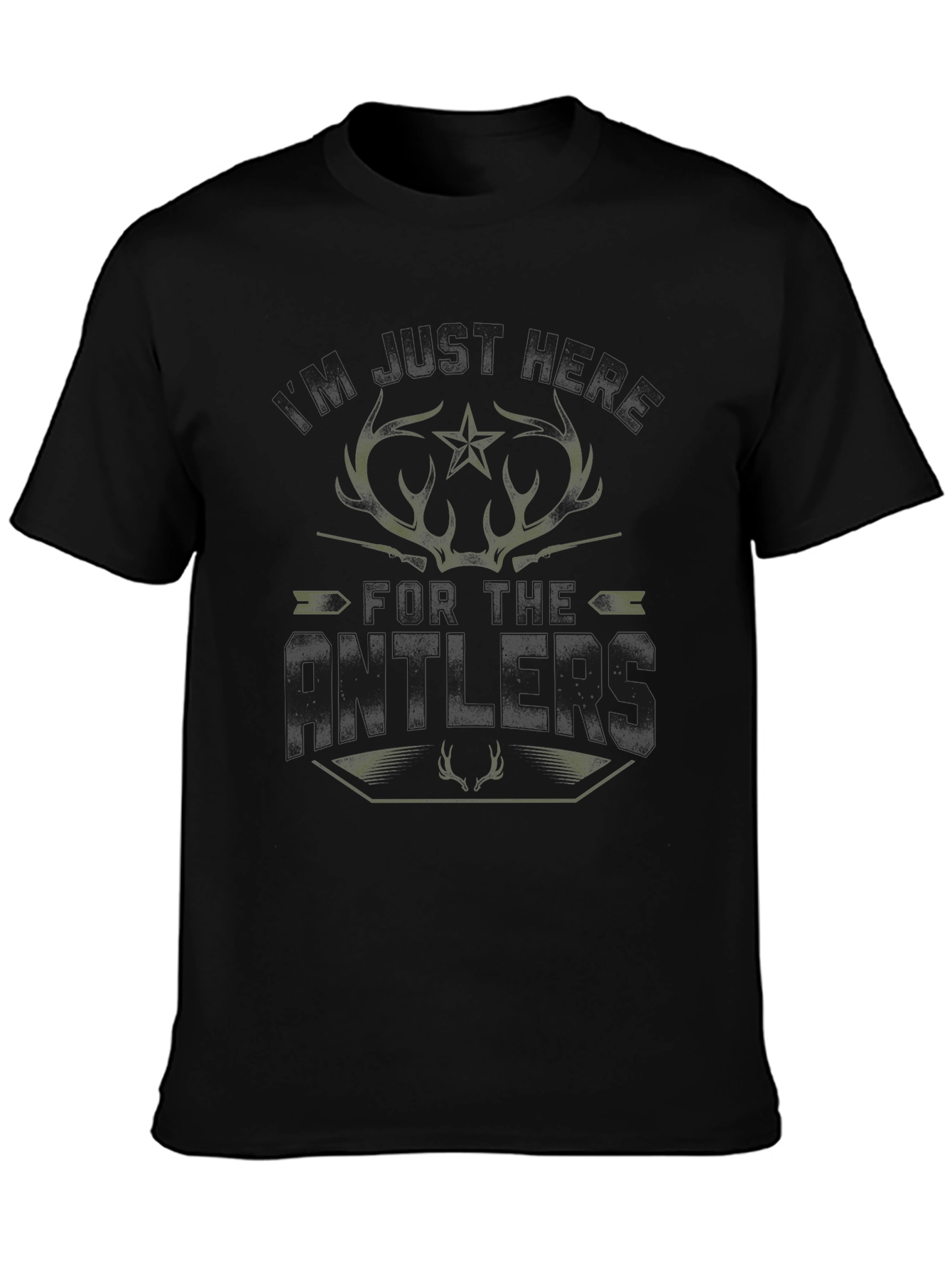 Hunting Antlers T-Shirt - Mens Black Tee