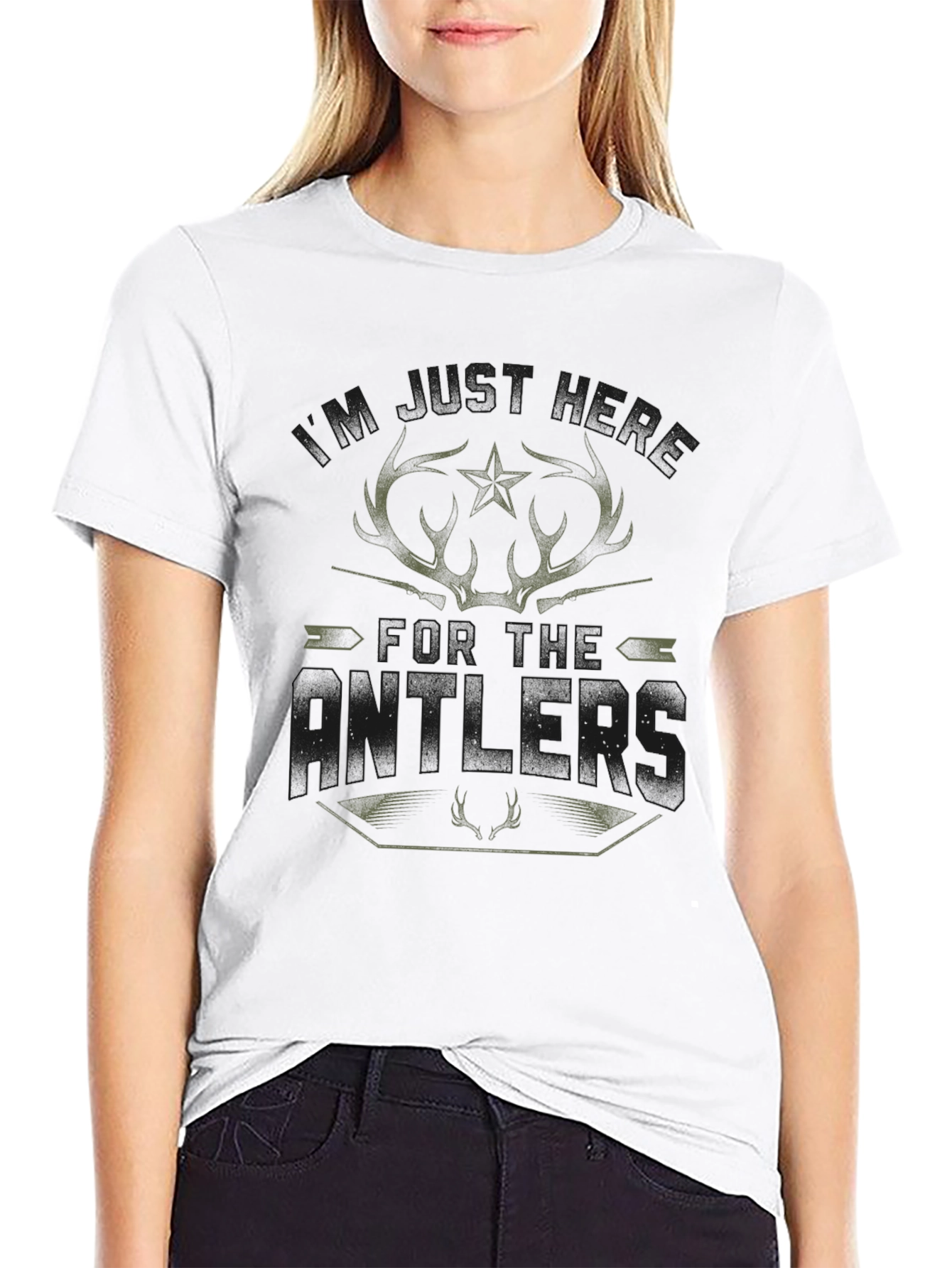 Hunting Antlers T-Shirt - Mens Black Tee