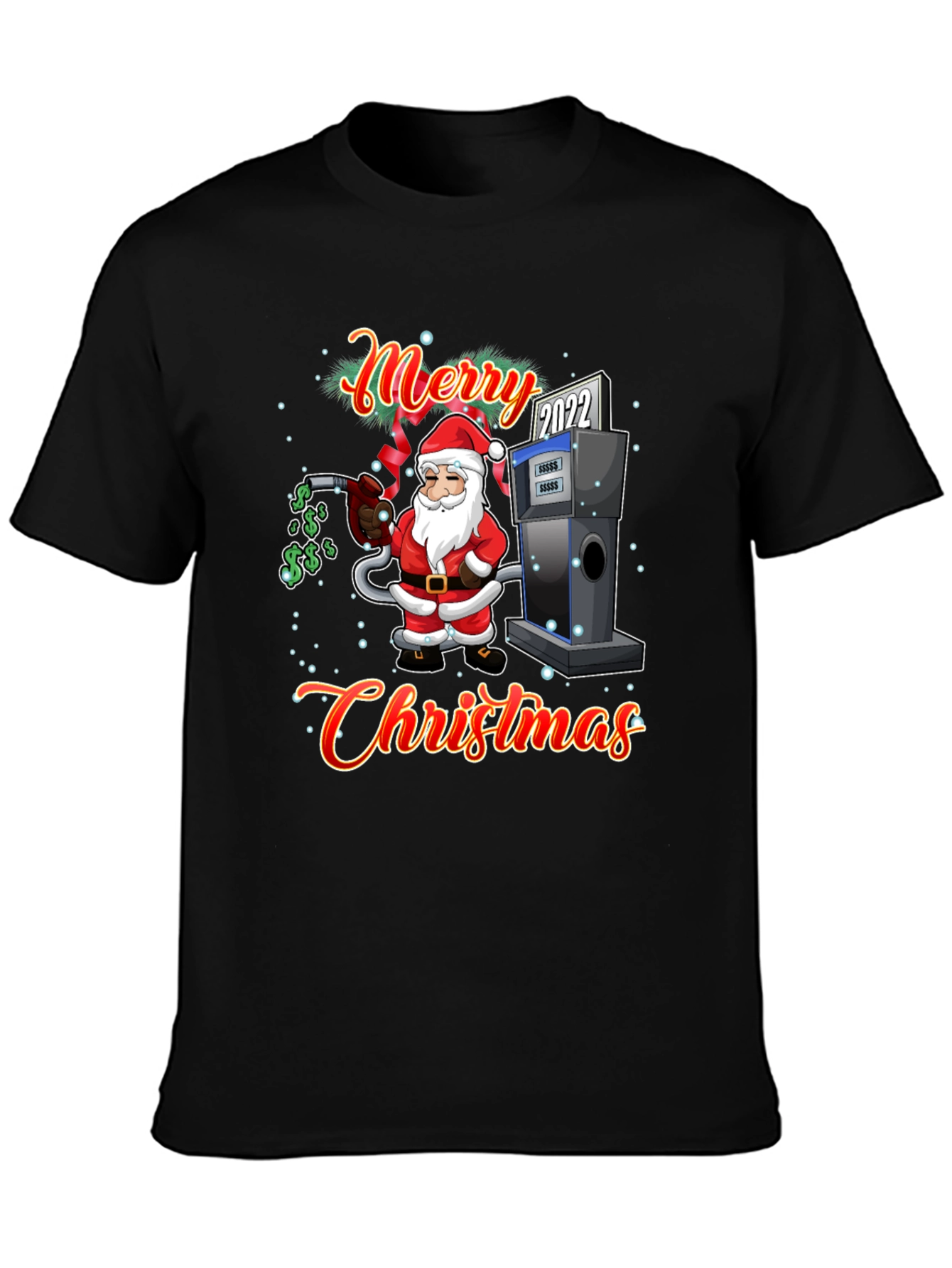 Merry Christmas Gas Pump Santa T-Shirt