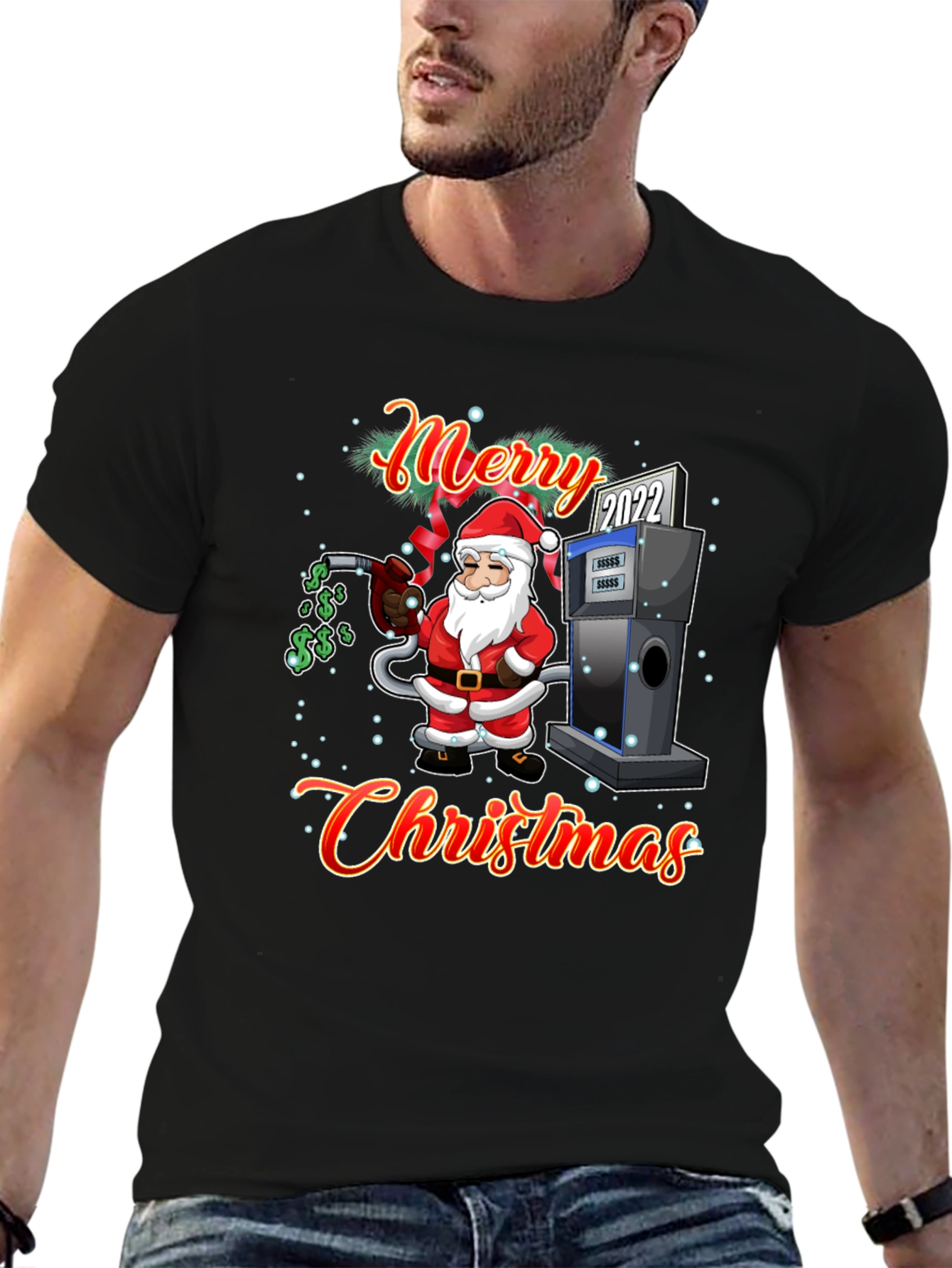 Merry Christmas Gas Pump Santa T-Shirt