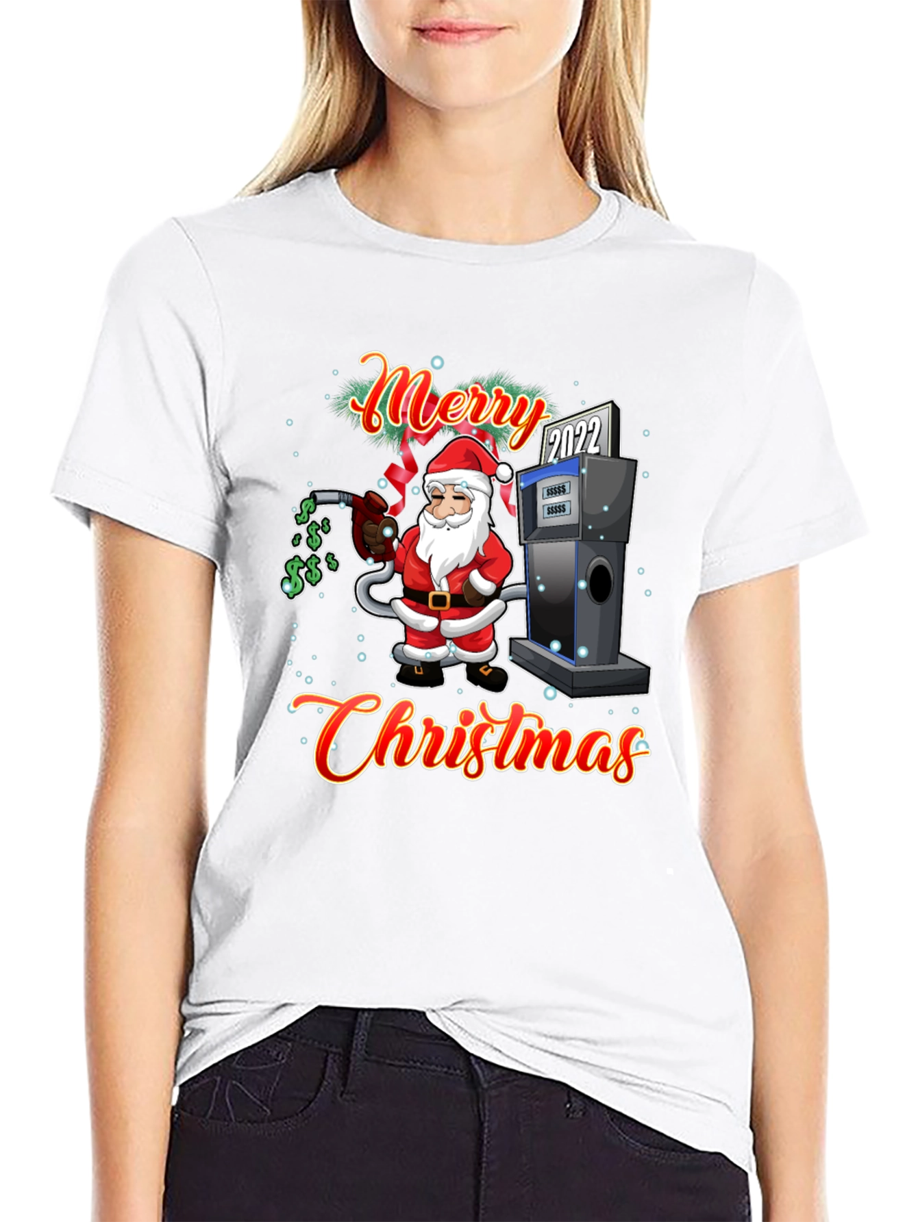 Merry Christmas Gas Pump Santa T-Shirt