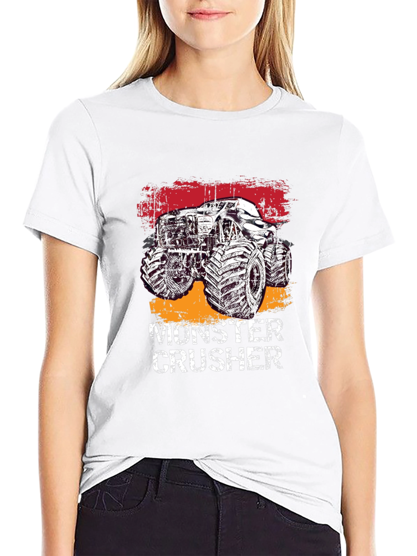 Monster Crusher Graphic Tee - Black Cotton T-Shirt