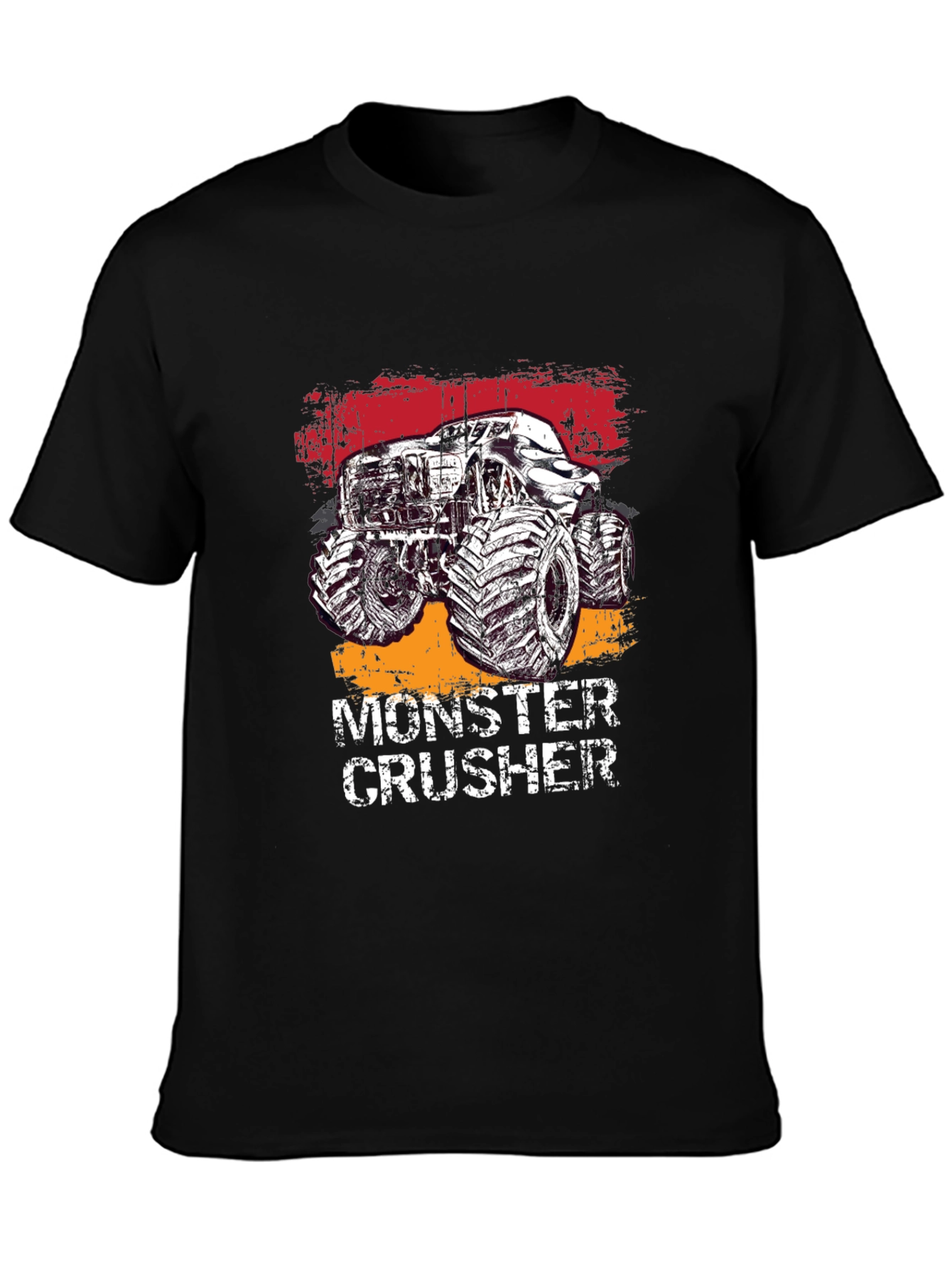 Monster Crusher Graphic Tee - Black Cotton T-Shirt