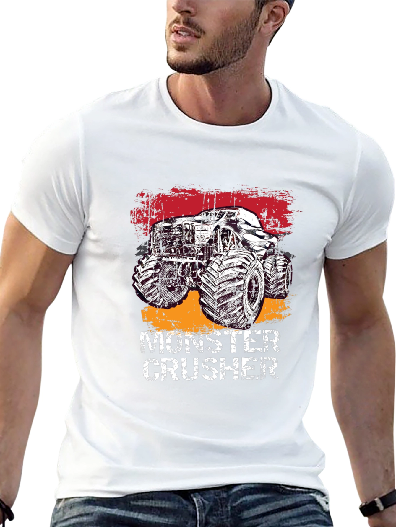 Monster Crusher Graphic Tee - Black Cotton T-Shirt