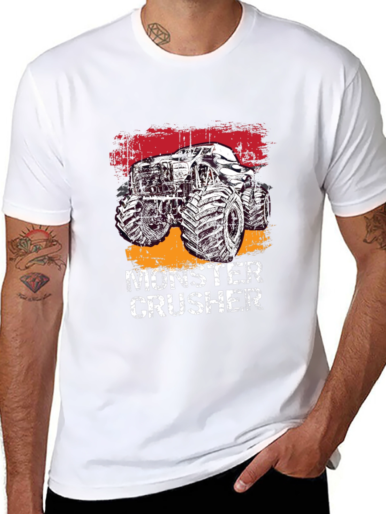 Monster Crusher Graphic Tee - Black Cotton T-Shirt