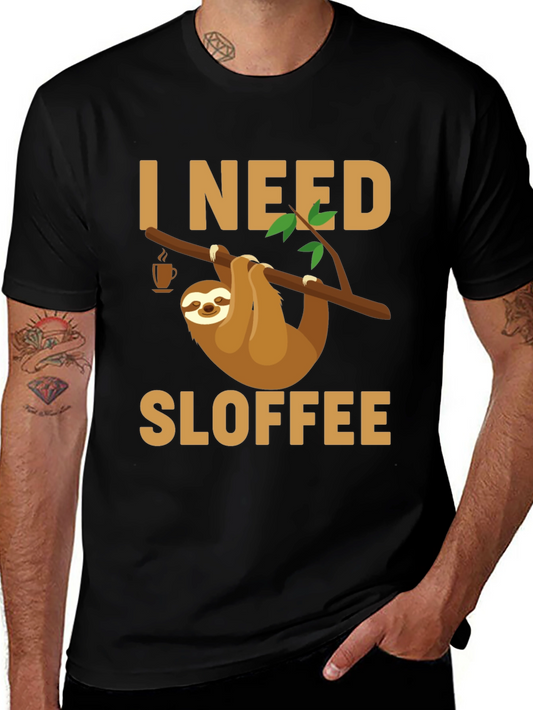 I Need Sloffee Sloth T-Shirt - Funny Coffee Lover Tee