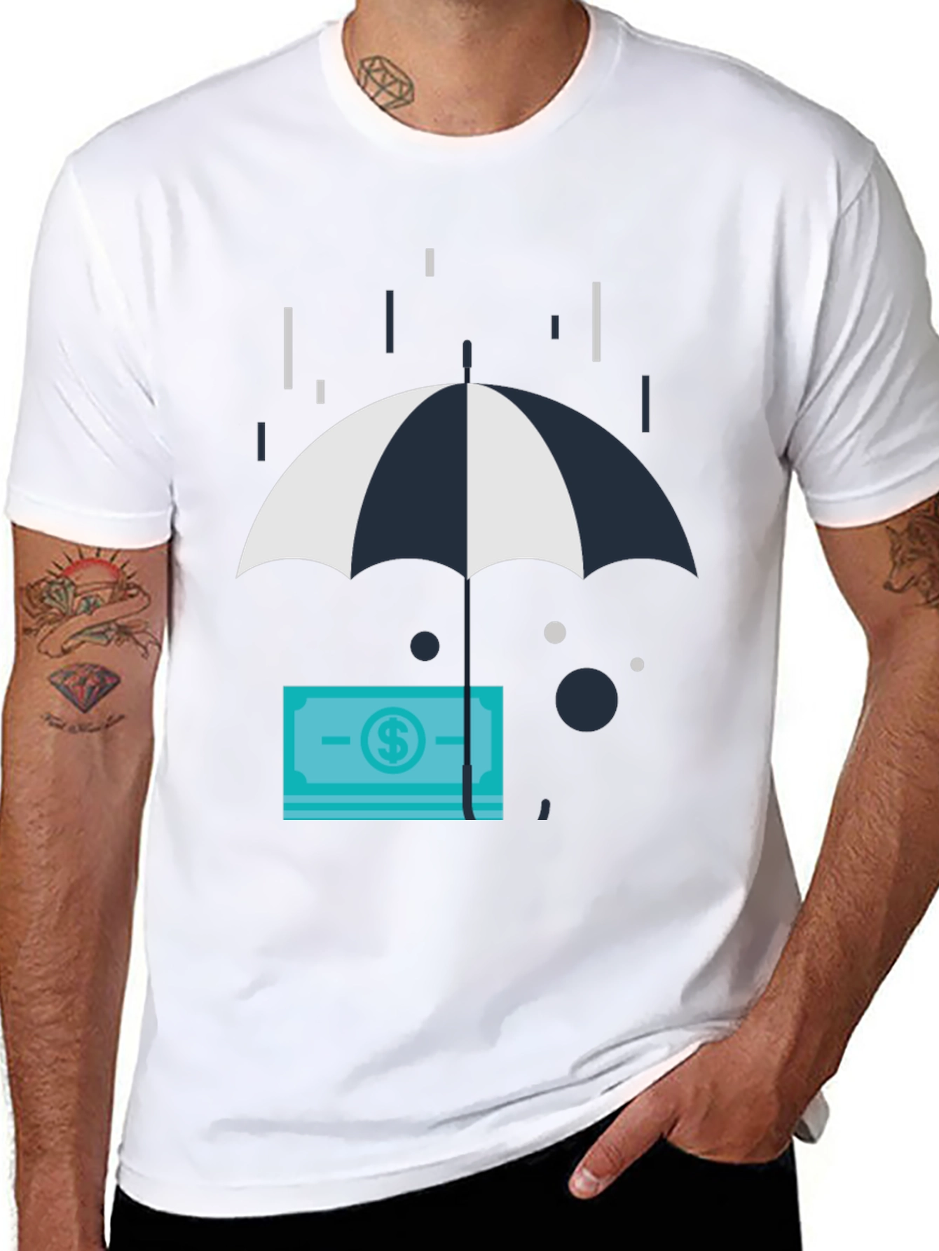 Money Under Umbrella Graphic T-Shirt