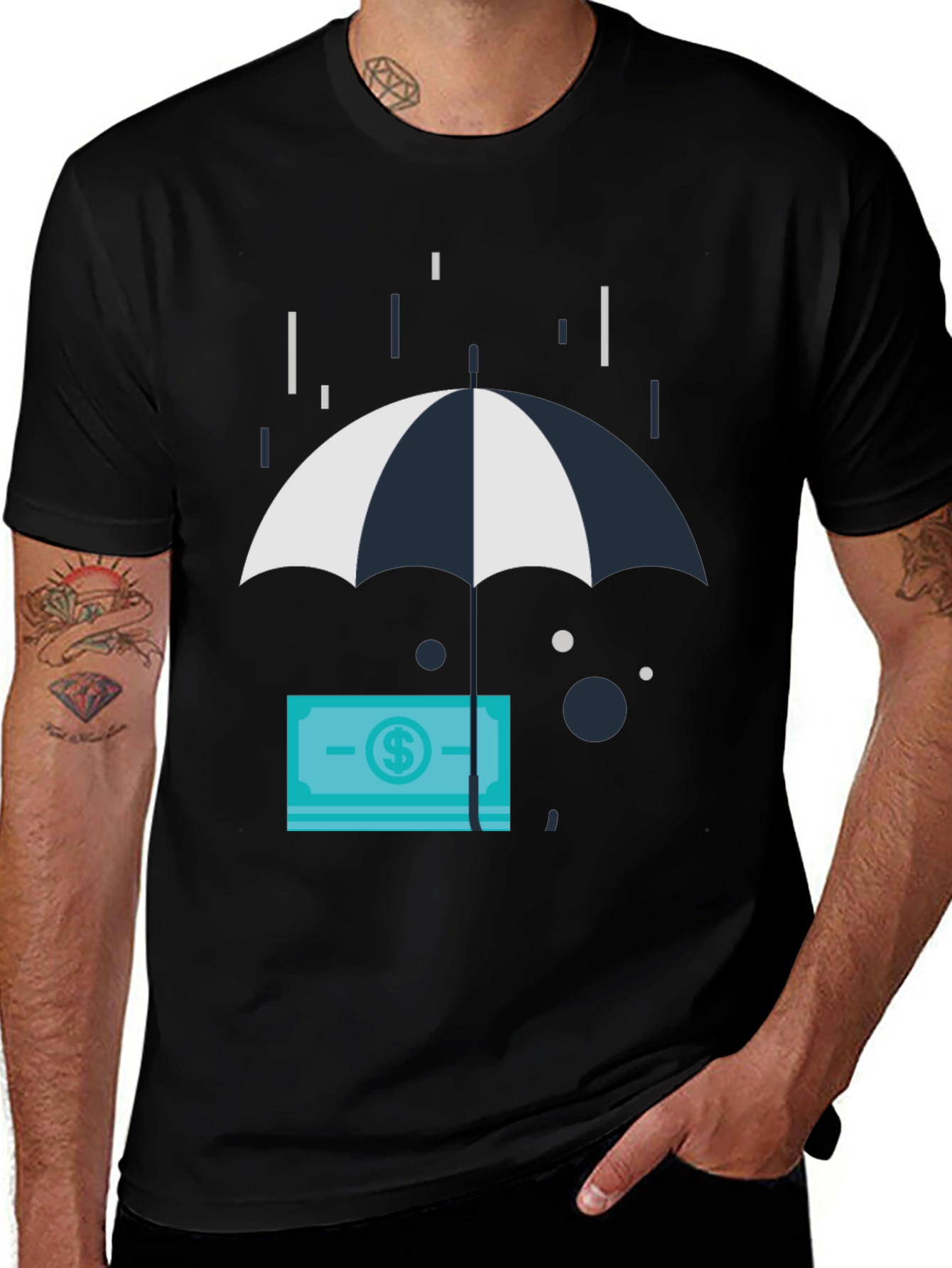 Money Under Umbrella Graphic T-Shirt
