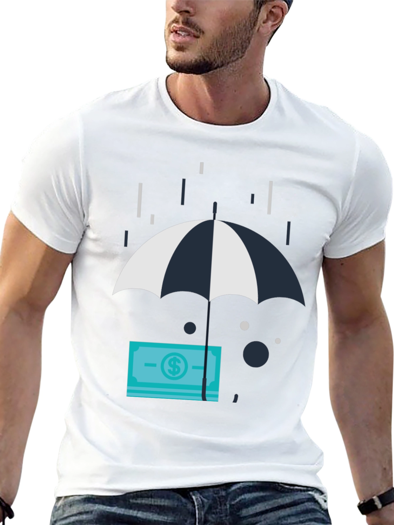Money Under Umbrella Graphic T-Shirt