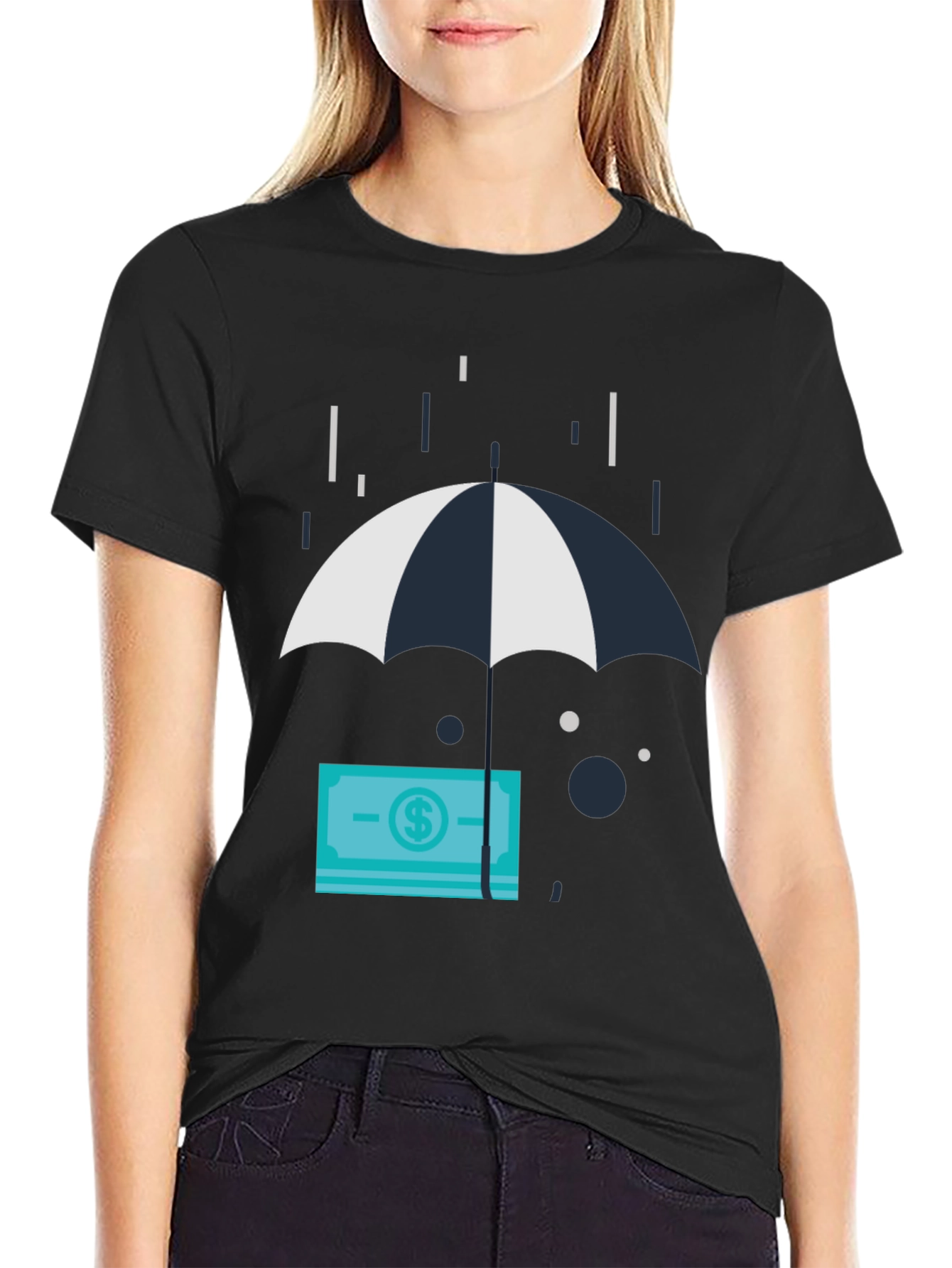 Money Under Umbrella Graphic T-Shirt