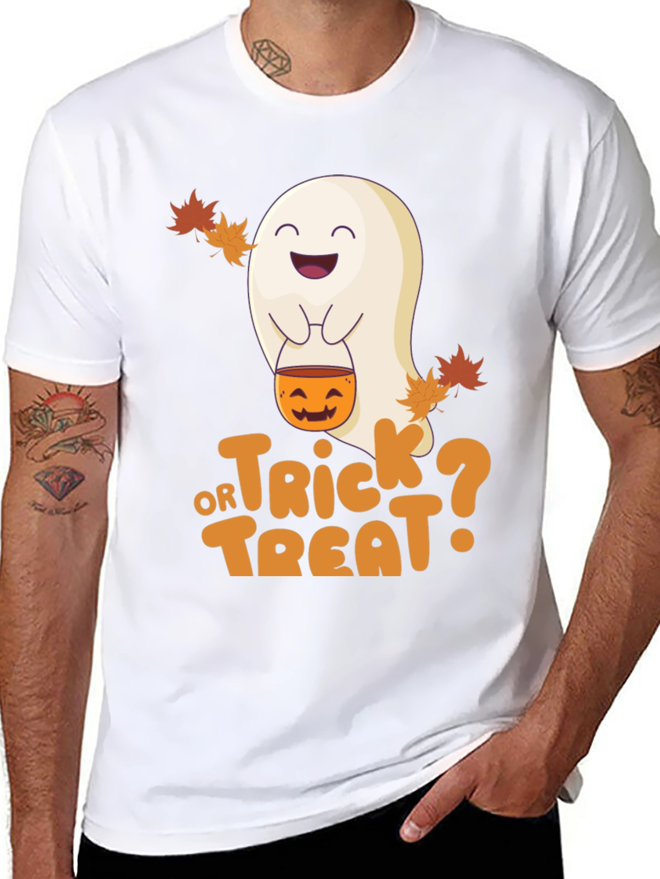 Halloween Ghost Trick or Treat Black T-Shirt