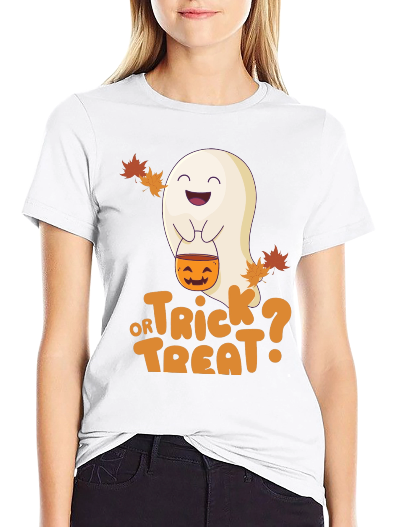 Halloween Ghost Trick or Treat Black T-Shirt
