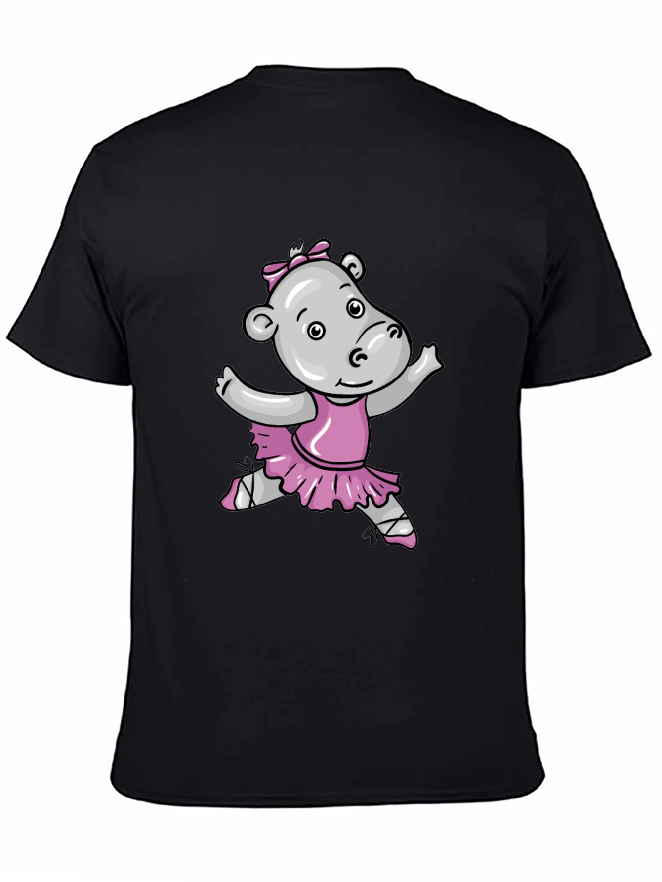 Hippo Ballerina Graphic Tee - Soft Cotton Black T-Shirt