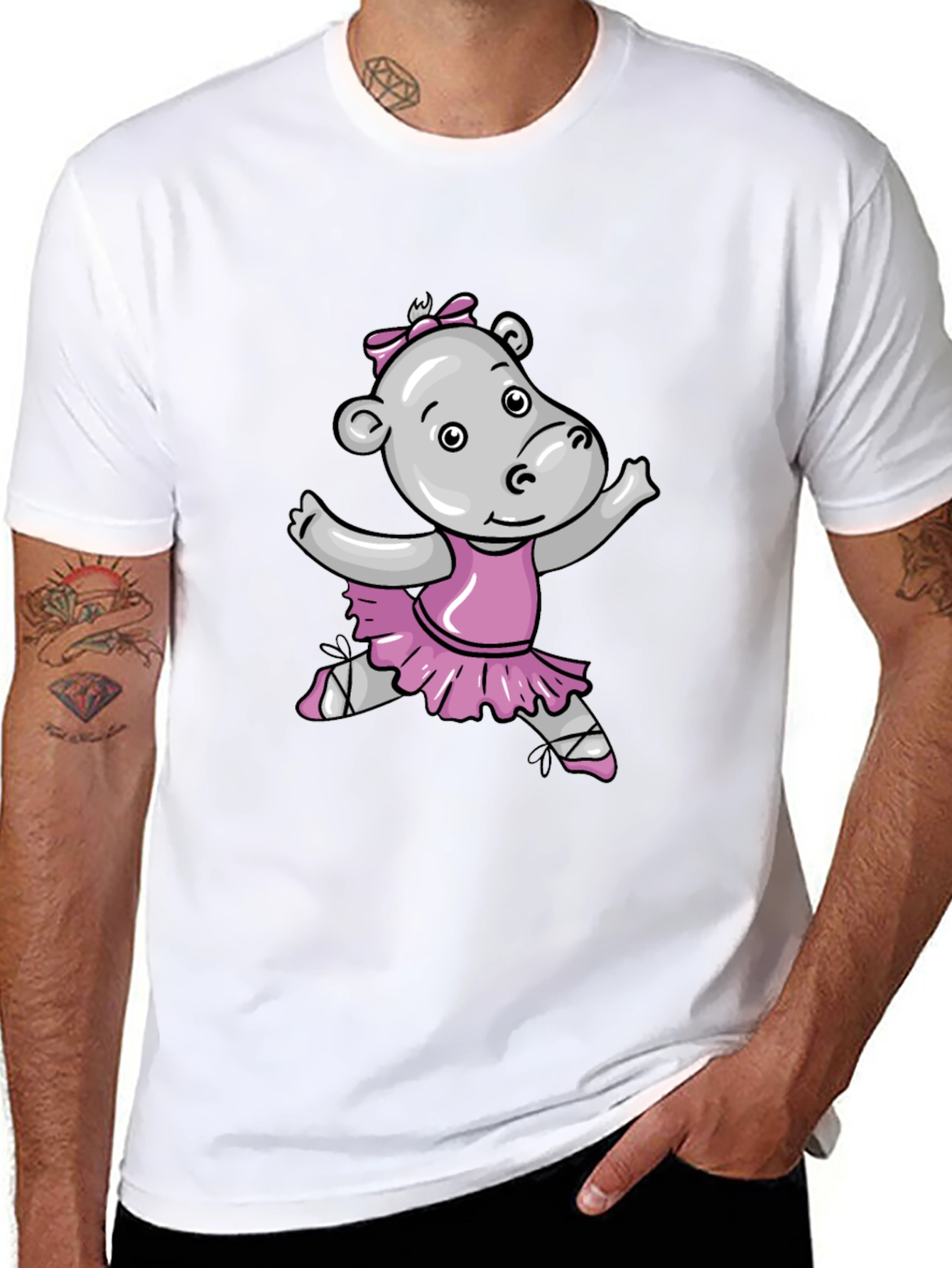 Hippo Ballerina Graphic Tee - Soft Cotton Black T-Shirt