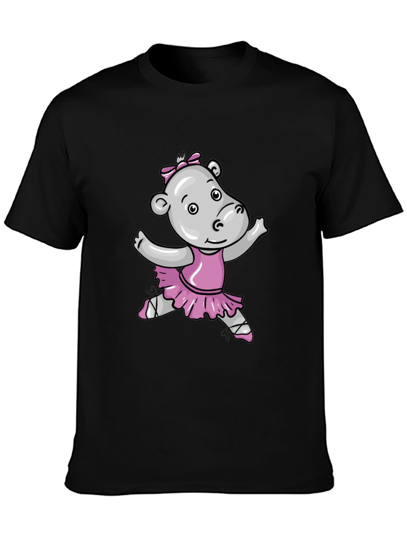 Hippo Ballerina Graphic Tee - Soft Cotton Black T-Shirt
