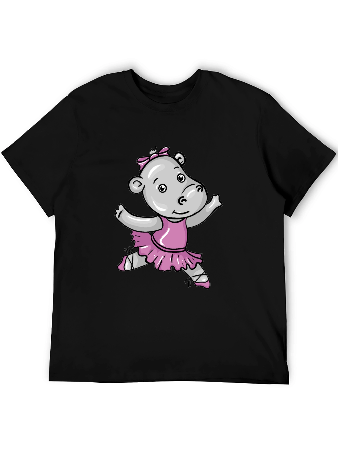 Hippo Ballerina Graphic Tee - Soft Cotton Black T-Shirt