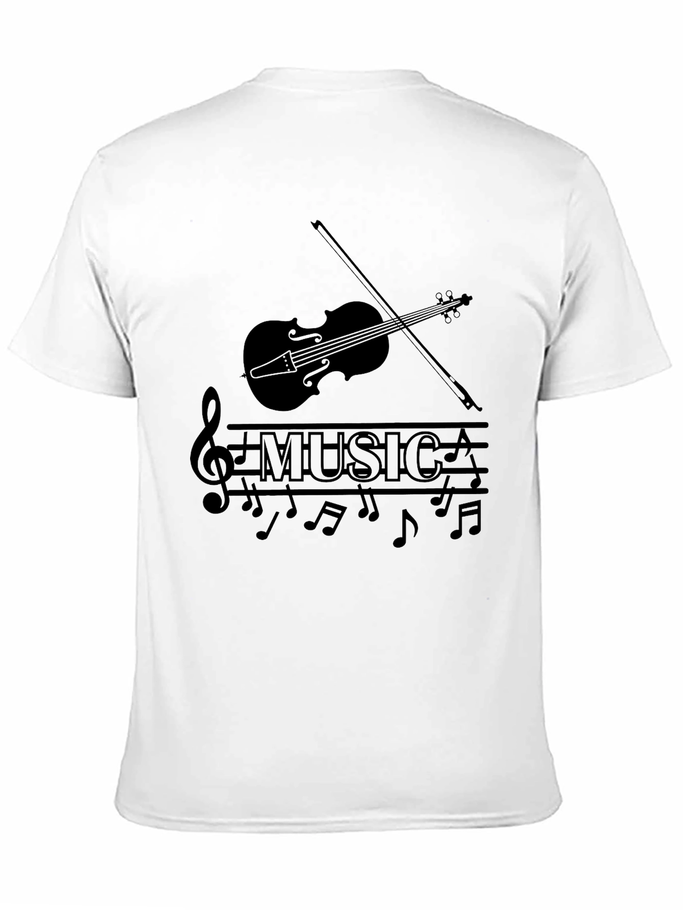Music Lovers Black T-Shirt - Violin & Notes Design
